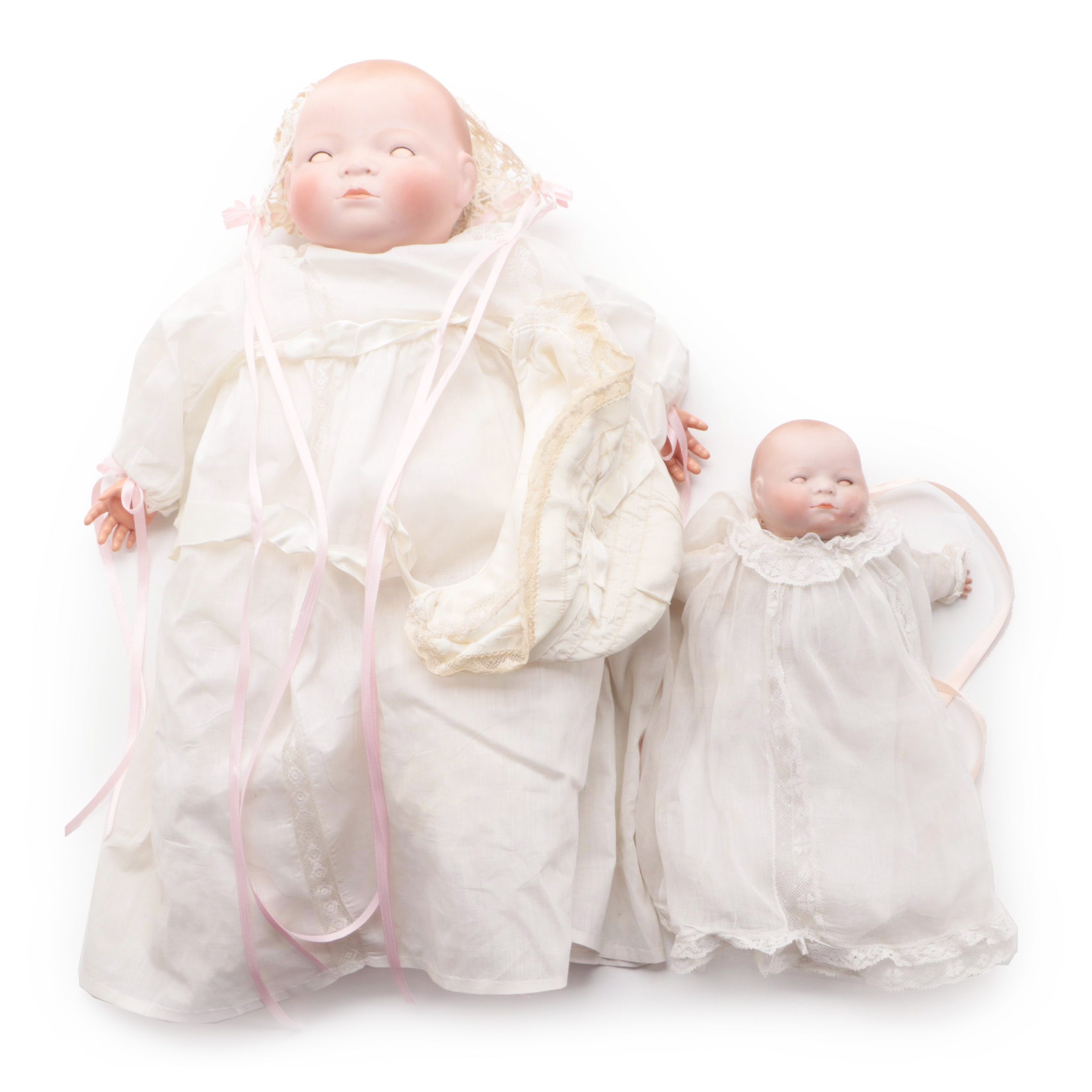 Grace S. Putnam Bisque Head Sleepy Eyes Baby Dolls, Early 20th Century