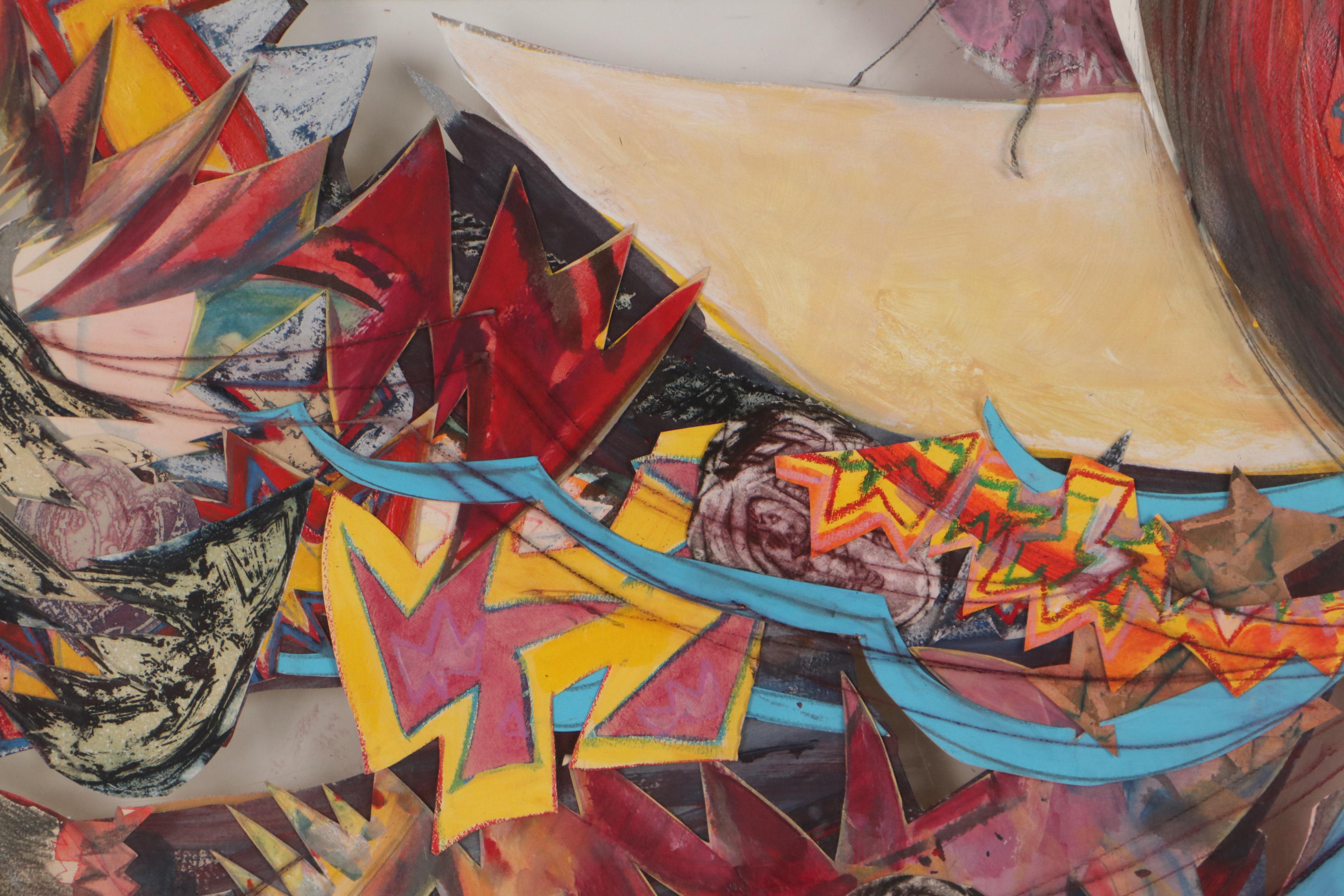 Sarah Roush Dimensional Abstract Mixed Media Collage