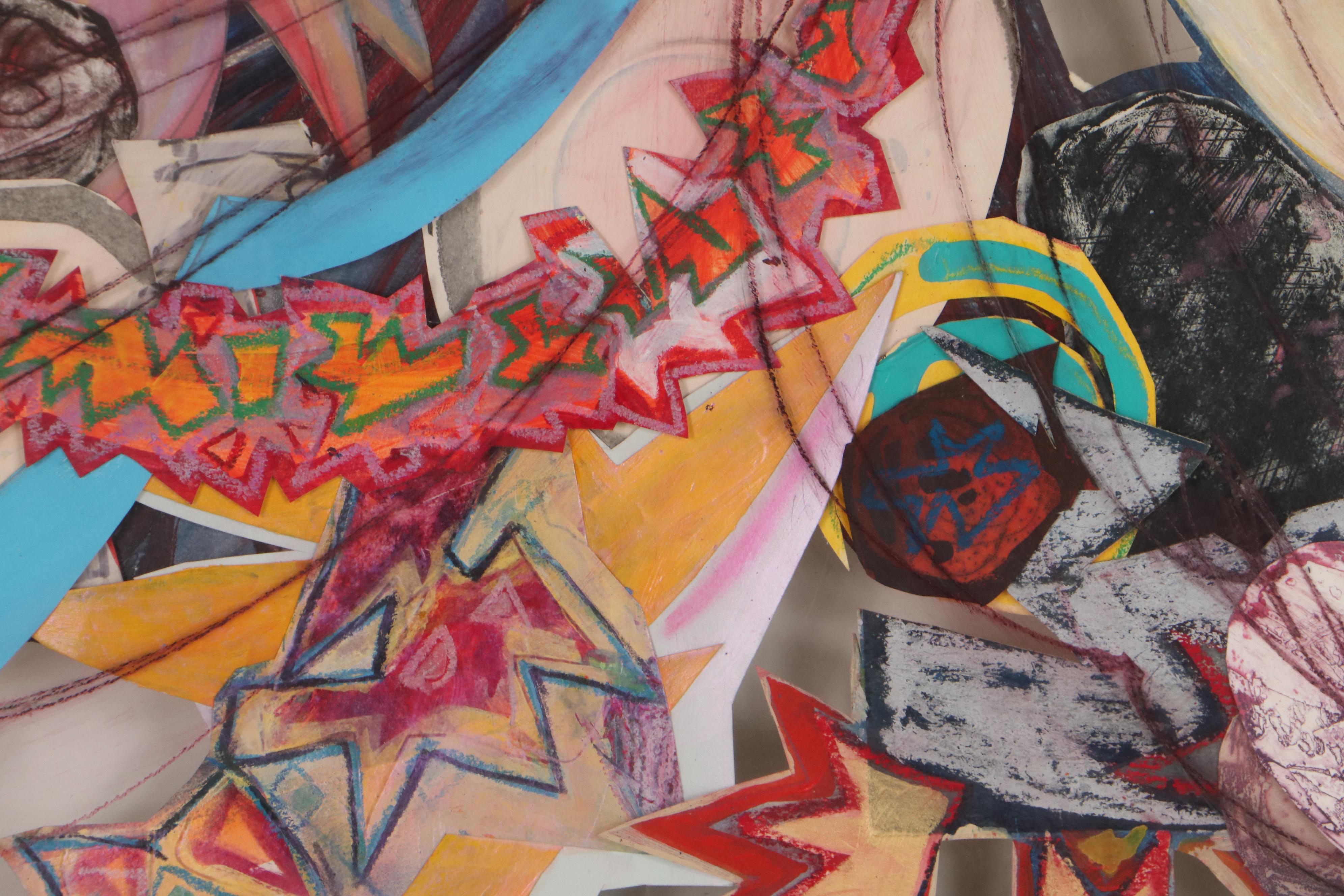 Sarah Roush Dimensional Abstract Mixed Media Collage