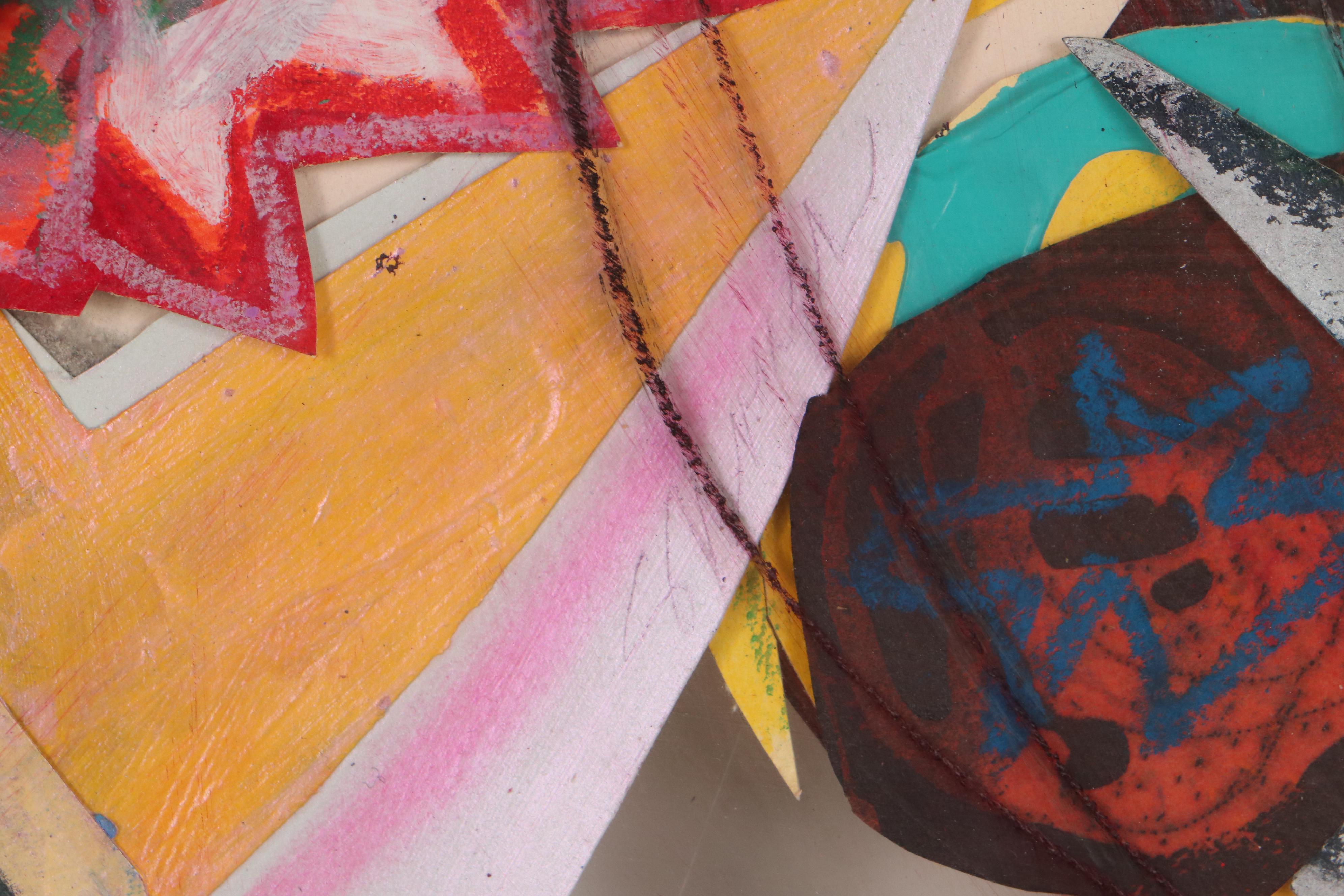 Sarah Roush Dimensional Abstract Mixed Media Collage