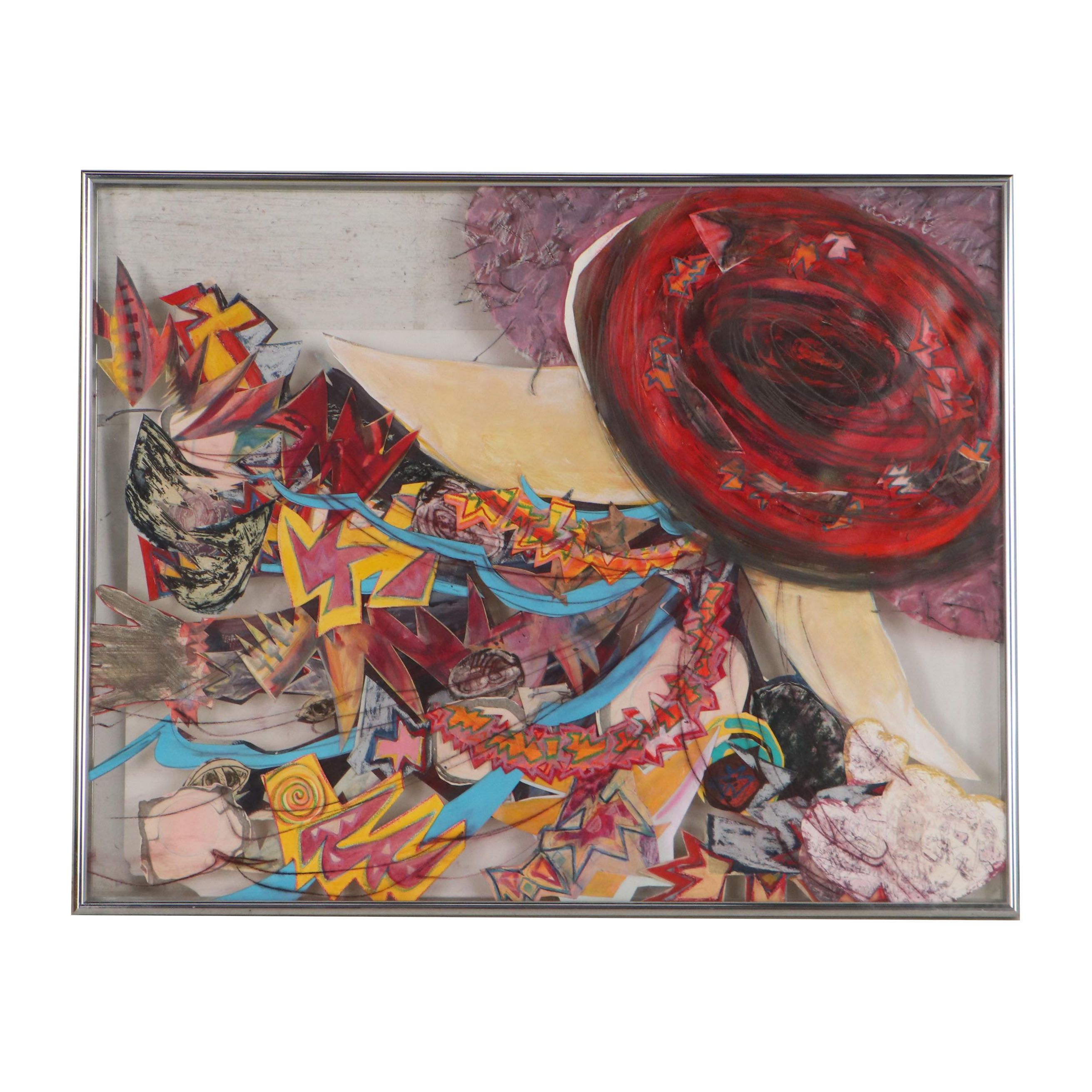 Sarah Roush Dimensional Abstract Mixed Media Collage