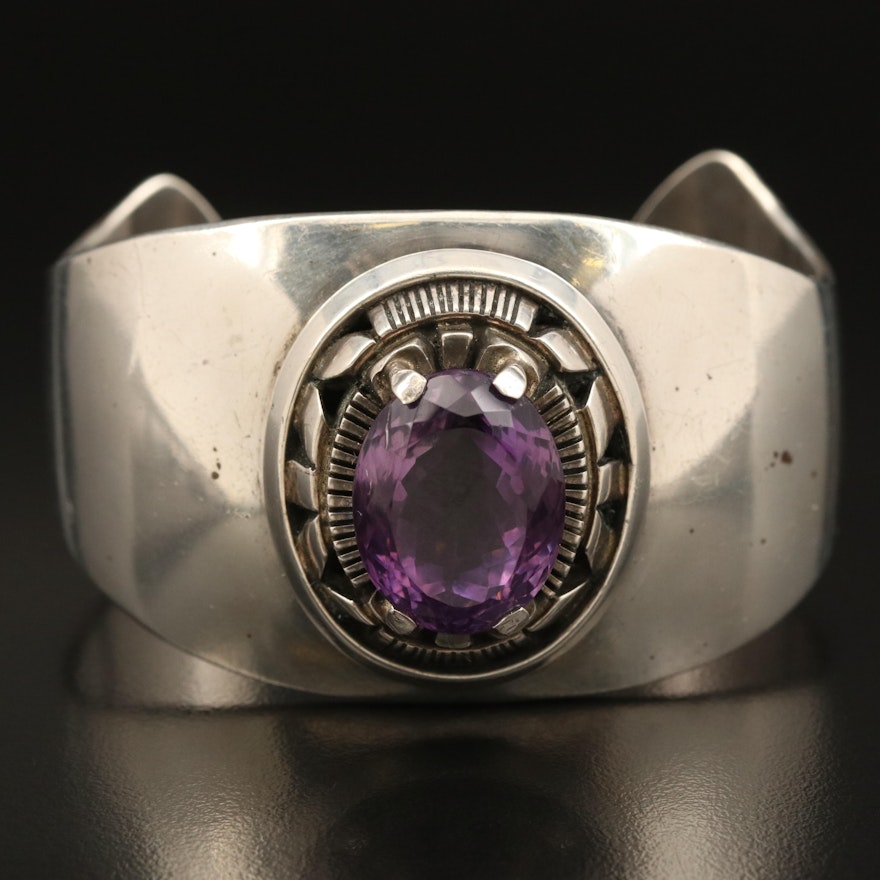 Robert Kelly Navajo Diné Sterling and Amethyst Cuff