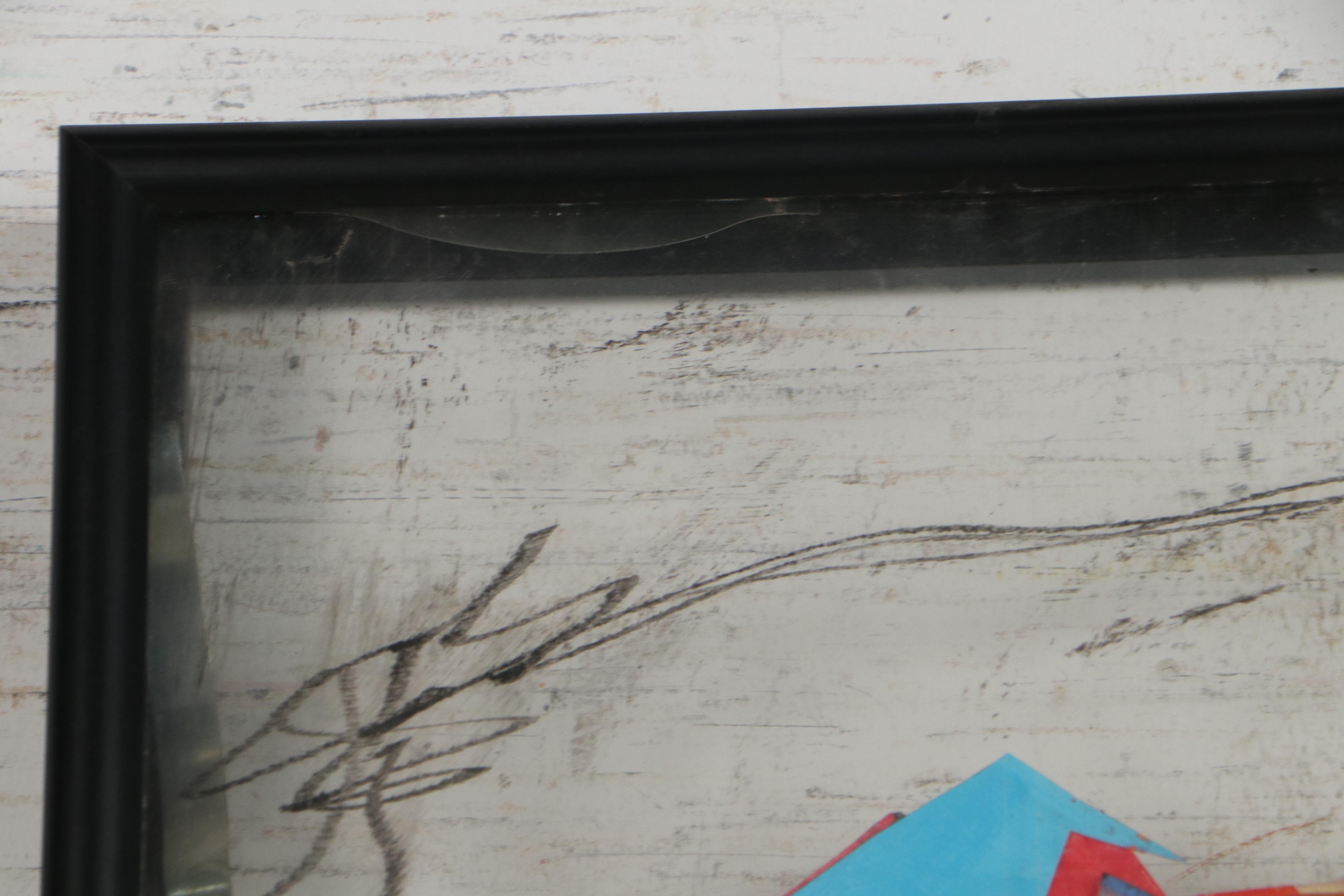 Sarah Roush Abstract Mixed Media Painting, Circa 1980