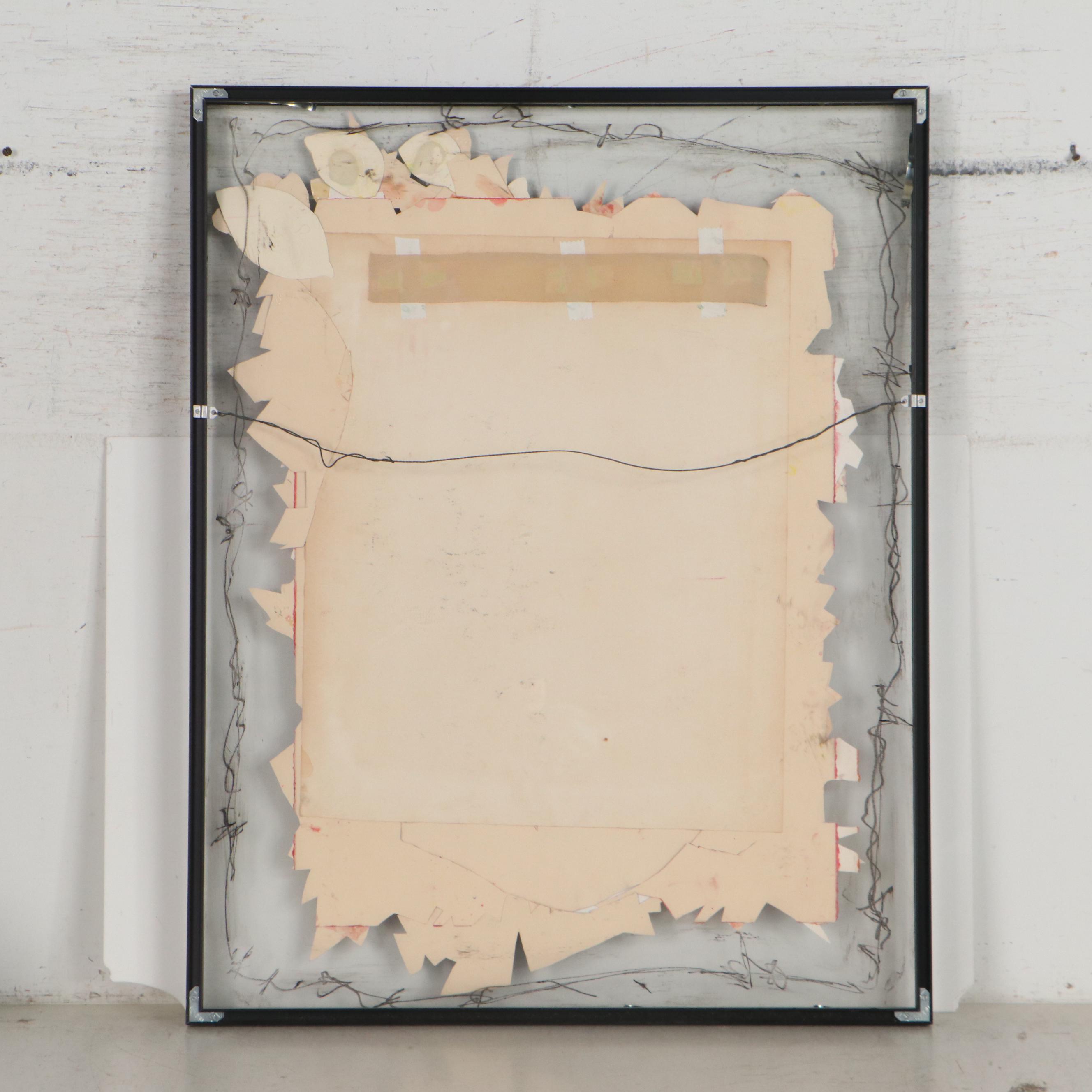 Sarah Roush Abstract Mixed Media Painting, Circa 1980