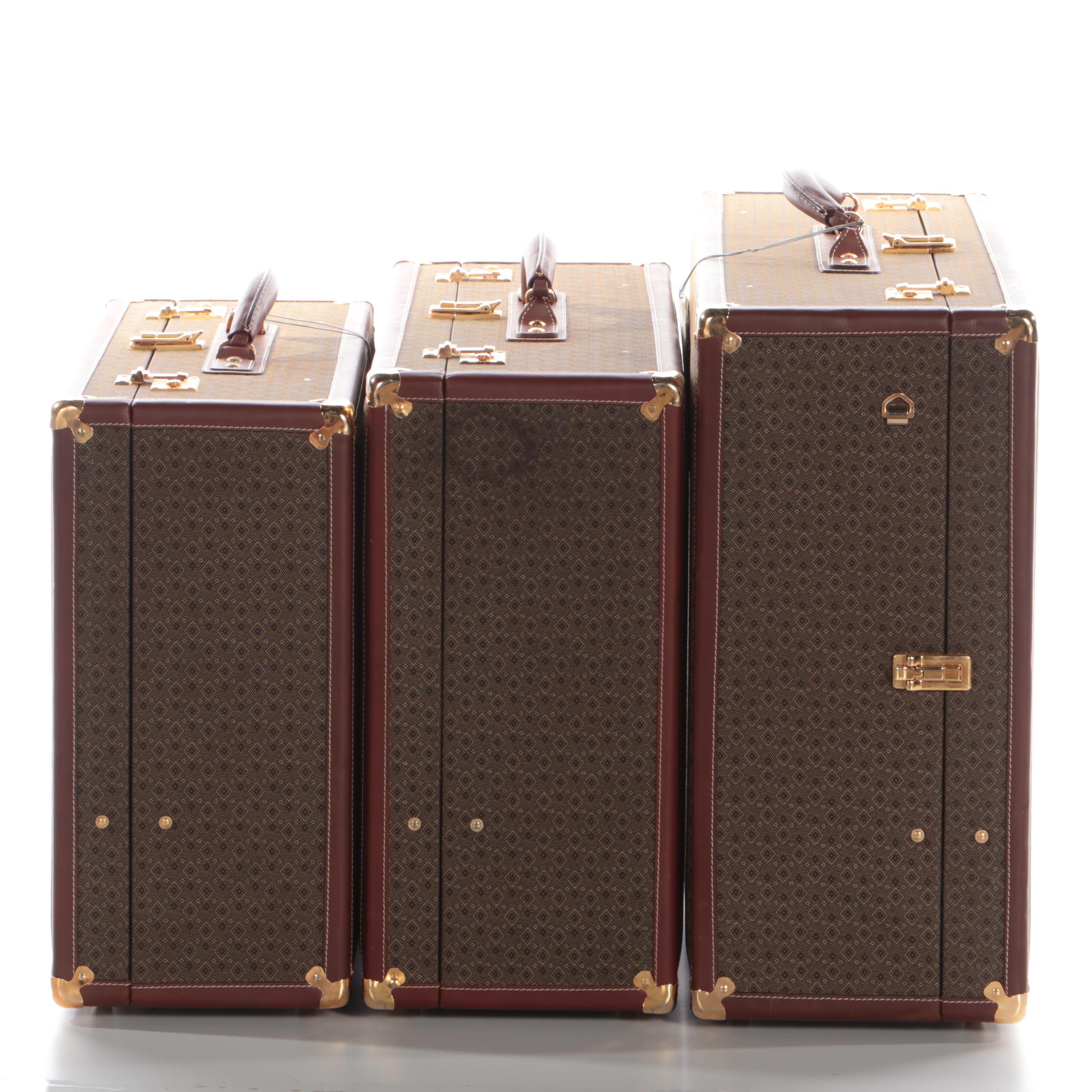Hartmann Wings Collection Luggage Set in Diamond Monogram Jacquard and Leather