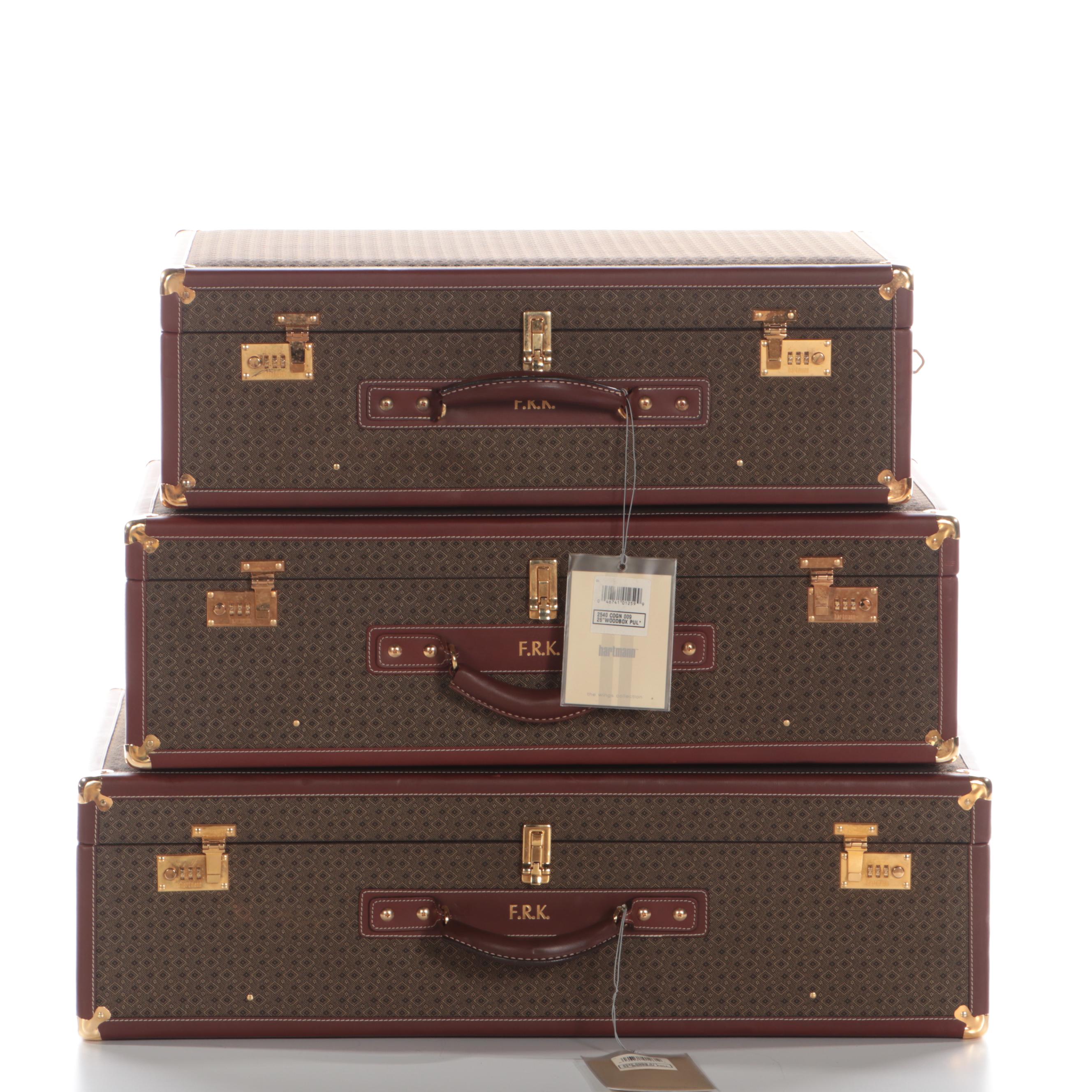 Hartmann Wings Collection Luggage Set in Diamond Monogram Jacquard and Leather