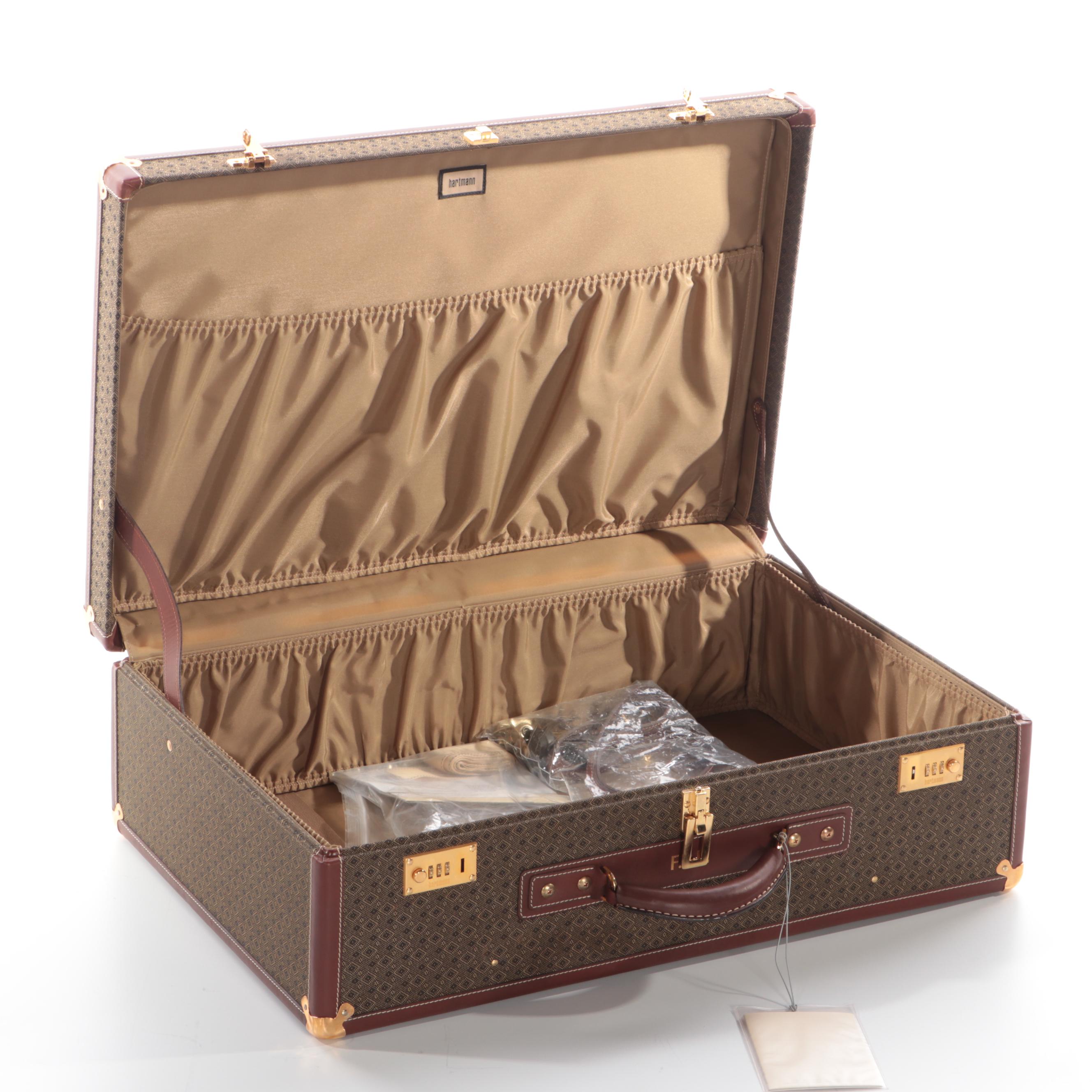 Hartmann Wings Collection Luggage Set in Diamond Monogram Jacquard and Leather