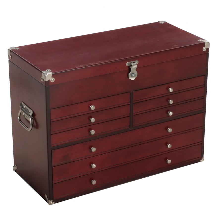 Cherry Finished Wooden Jewelry Chest