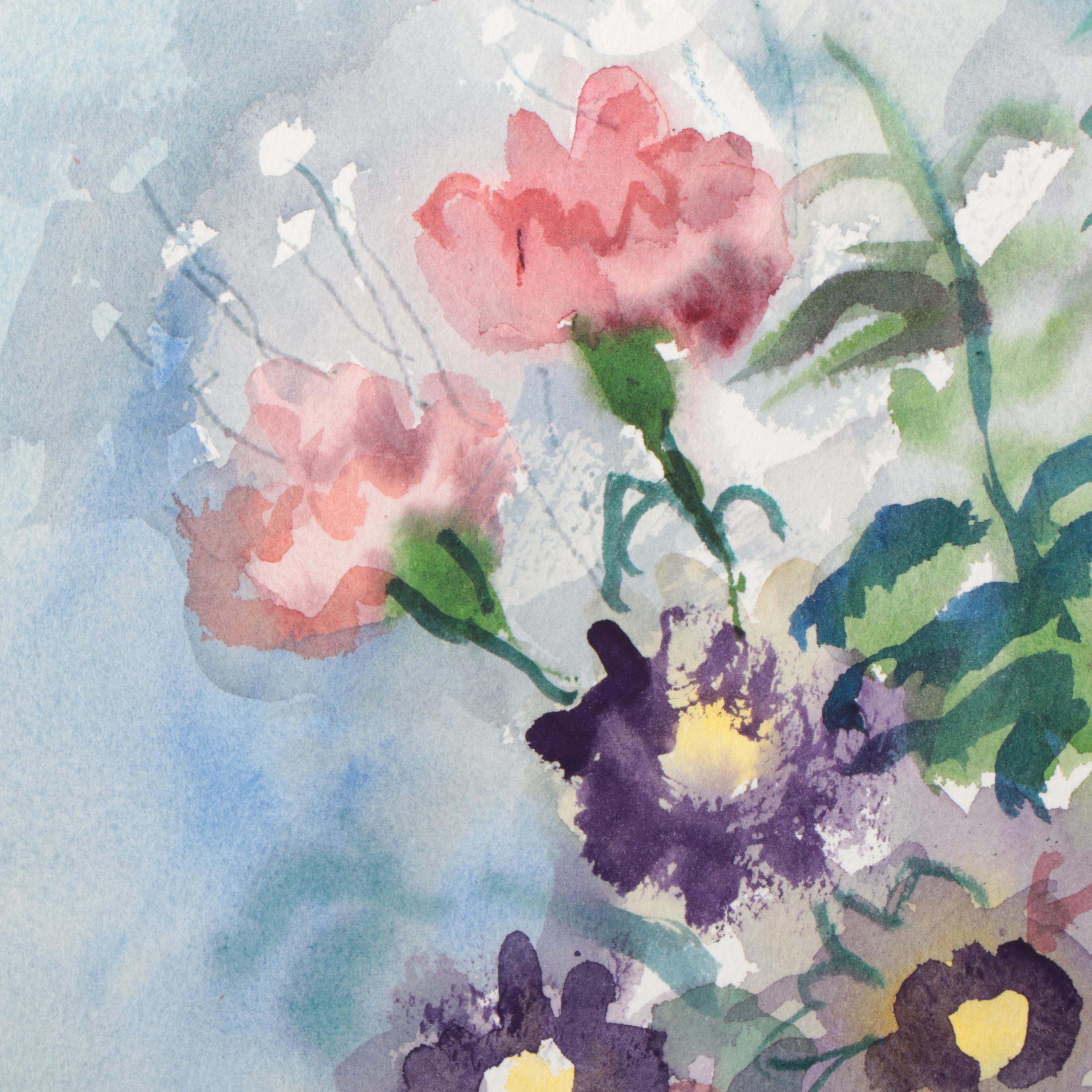 Marion Maas Floral Watercolor Paintings, Late 20th Century