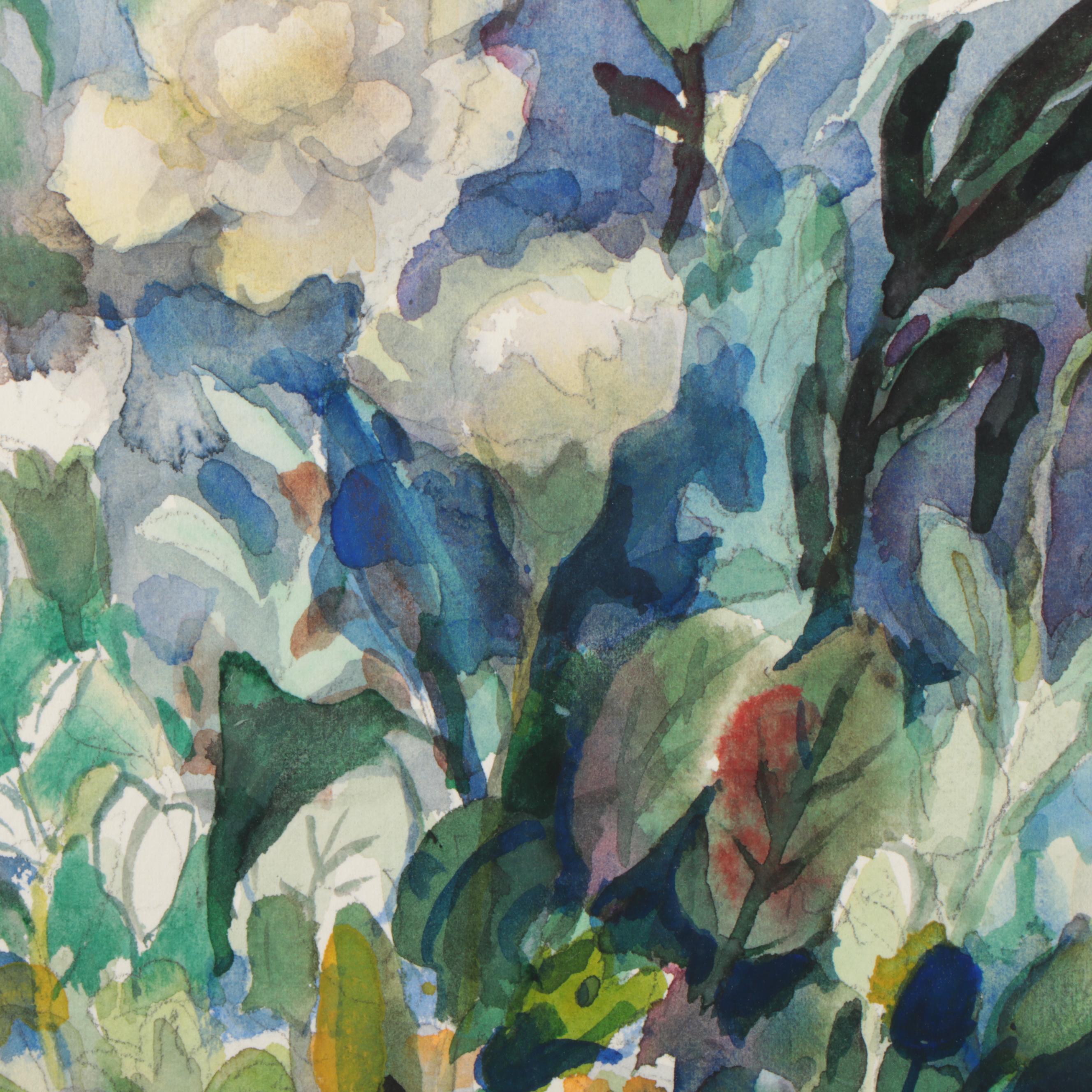 Marion Maas Floral Watercolor Paintings, Late 20th Century