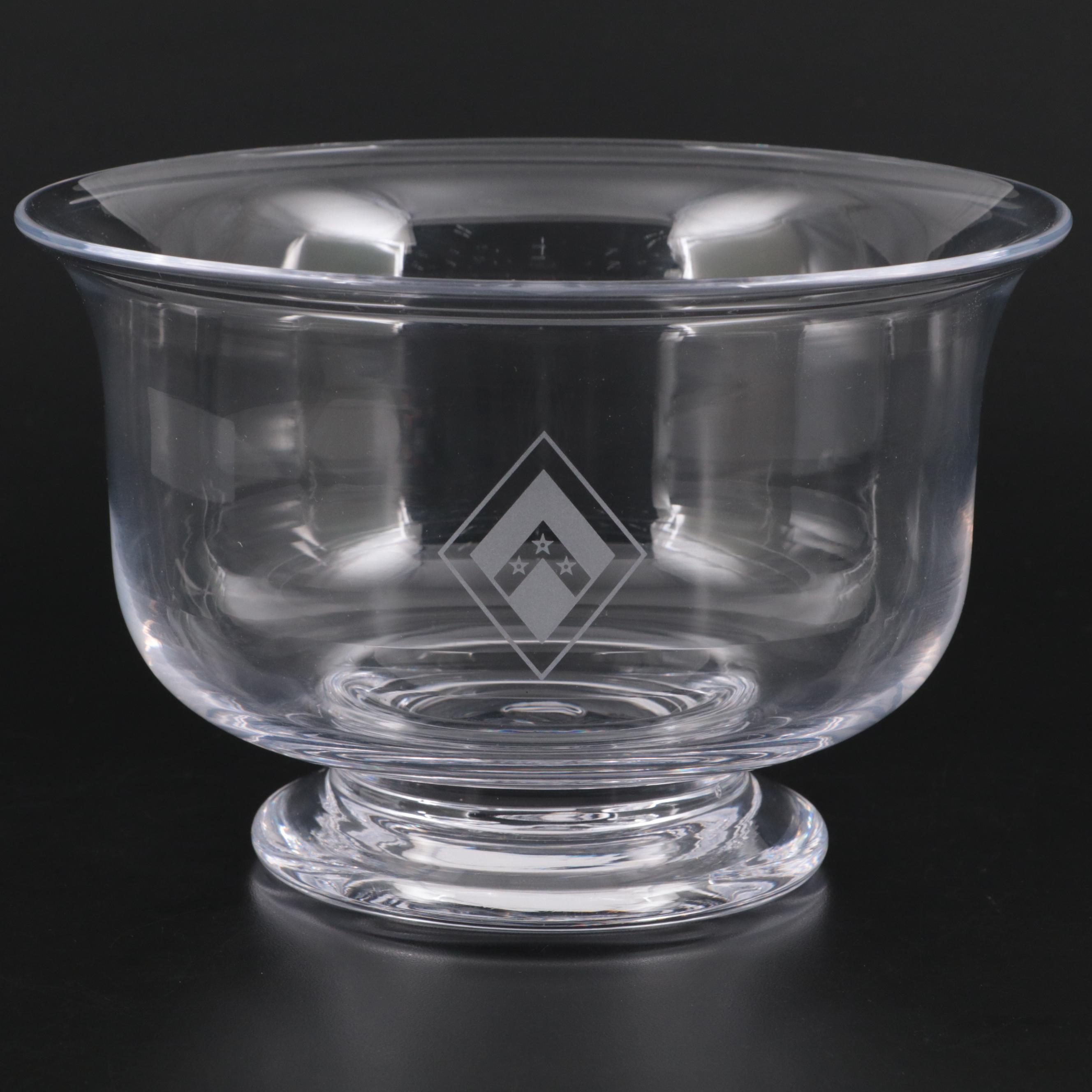Simon Pearce "Revere" Blown Glass Bowl with Engraved Star Design