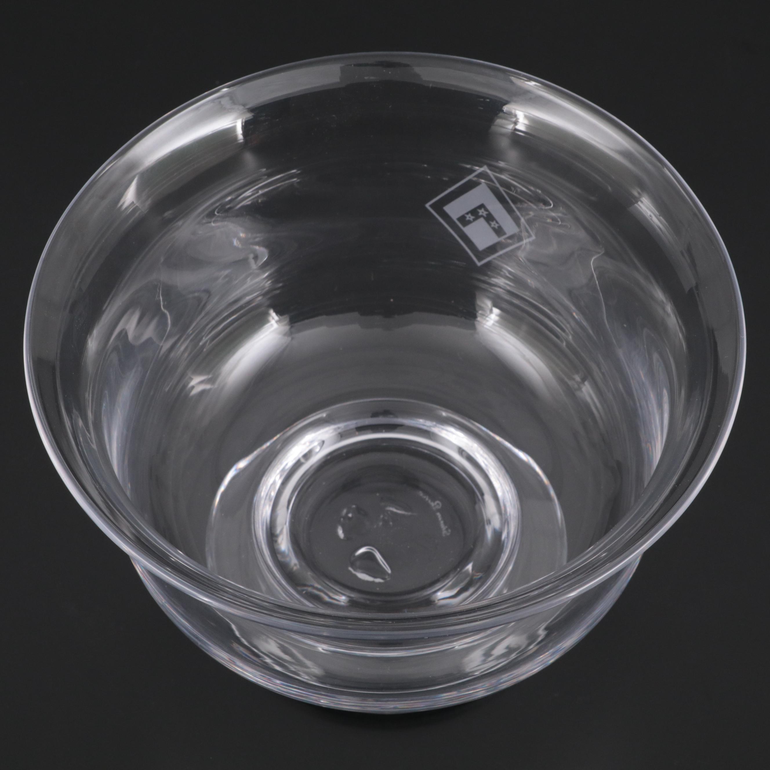 Simon Pearce "Revere" Blown Glass Bowl with Engraved Star Design