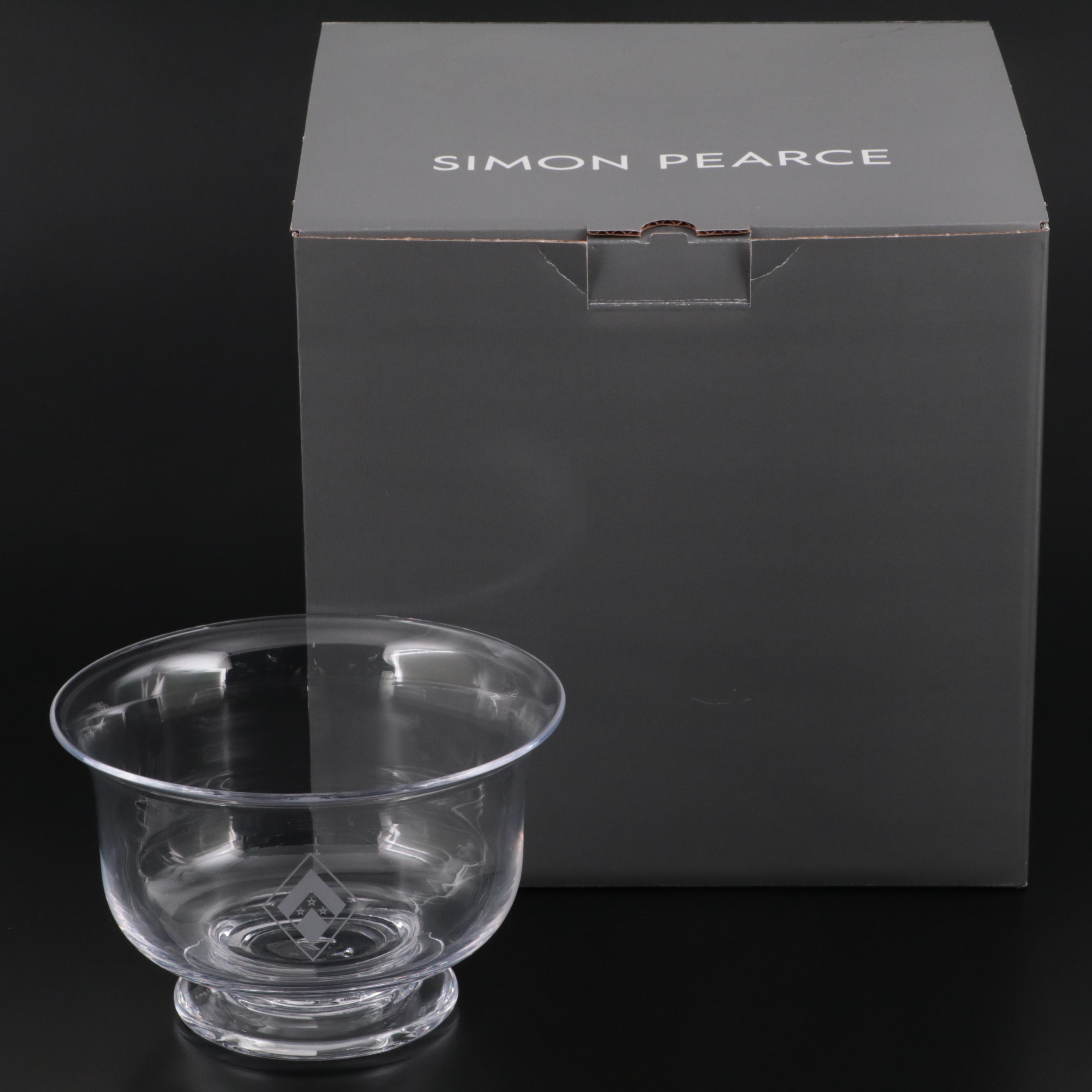 Simon Pearce "Revere" Blown Glass Bowl with Engraved Star Design