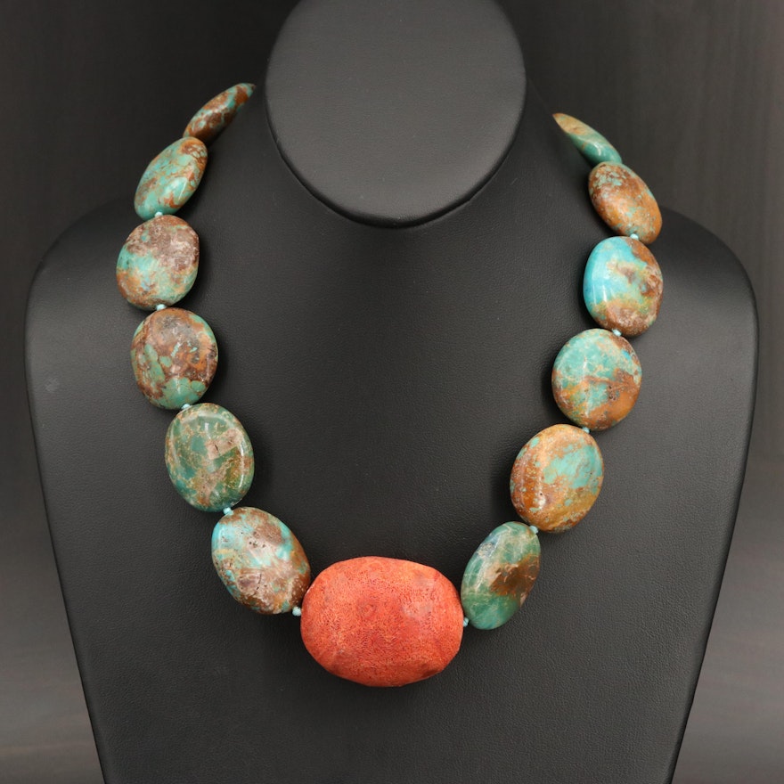 Coral and Turquoise Graduating Necklace