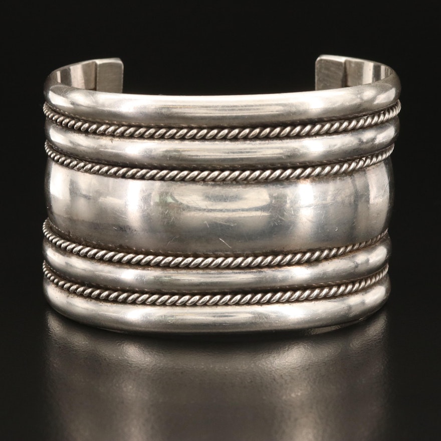 Sterling Cuff with Rope Detailing