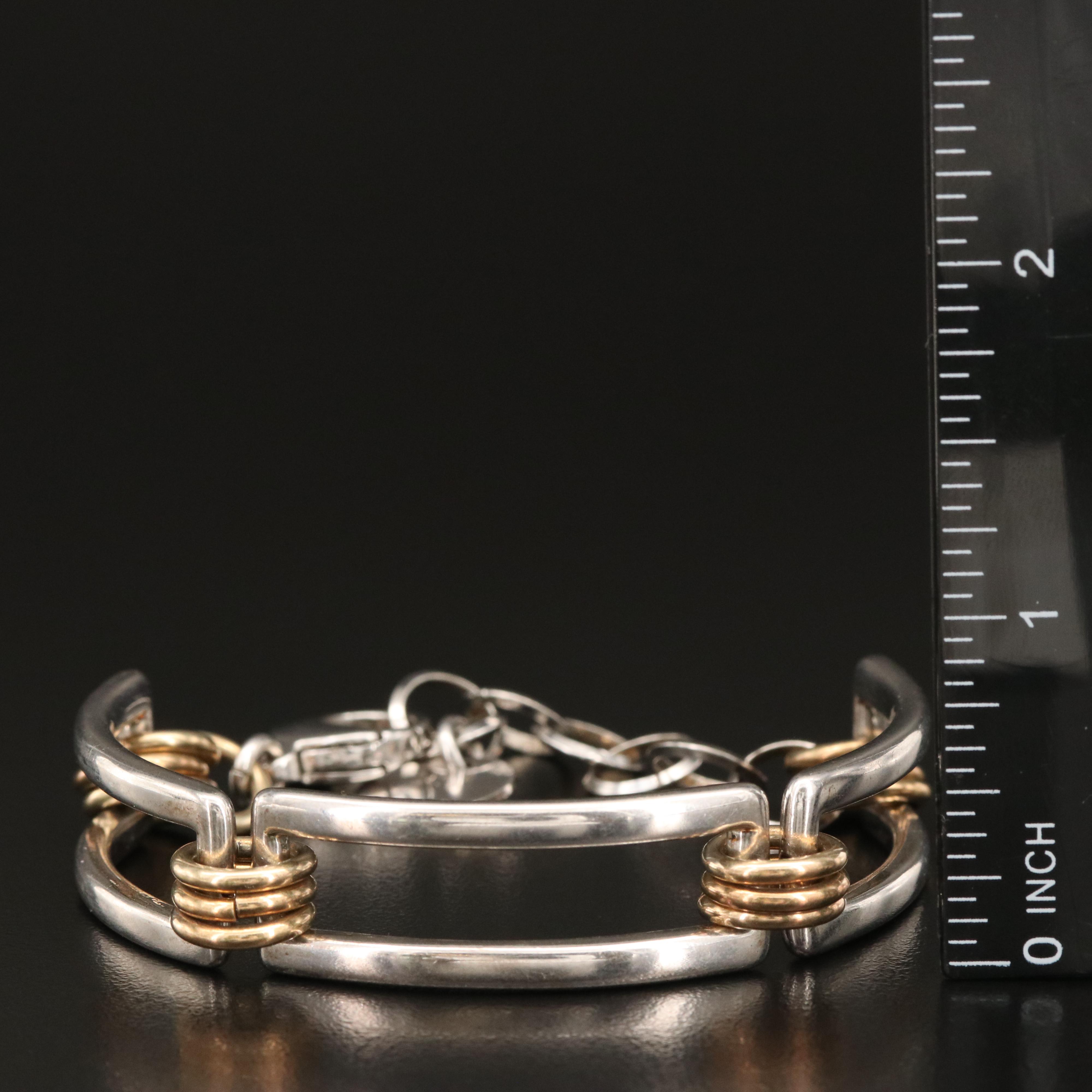 Sterling Two-Tone Panel Bracelet
