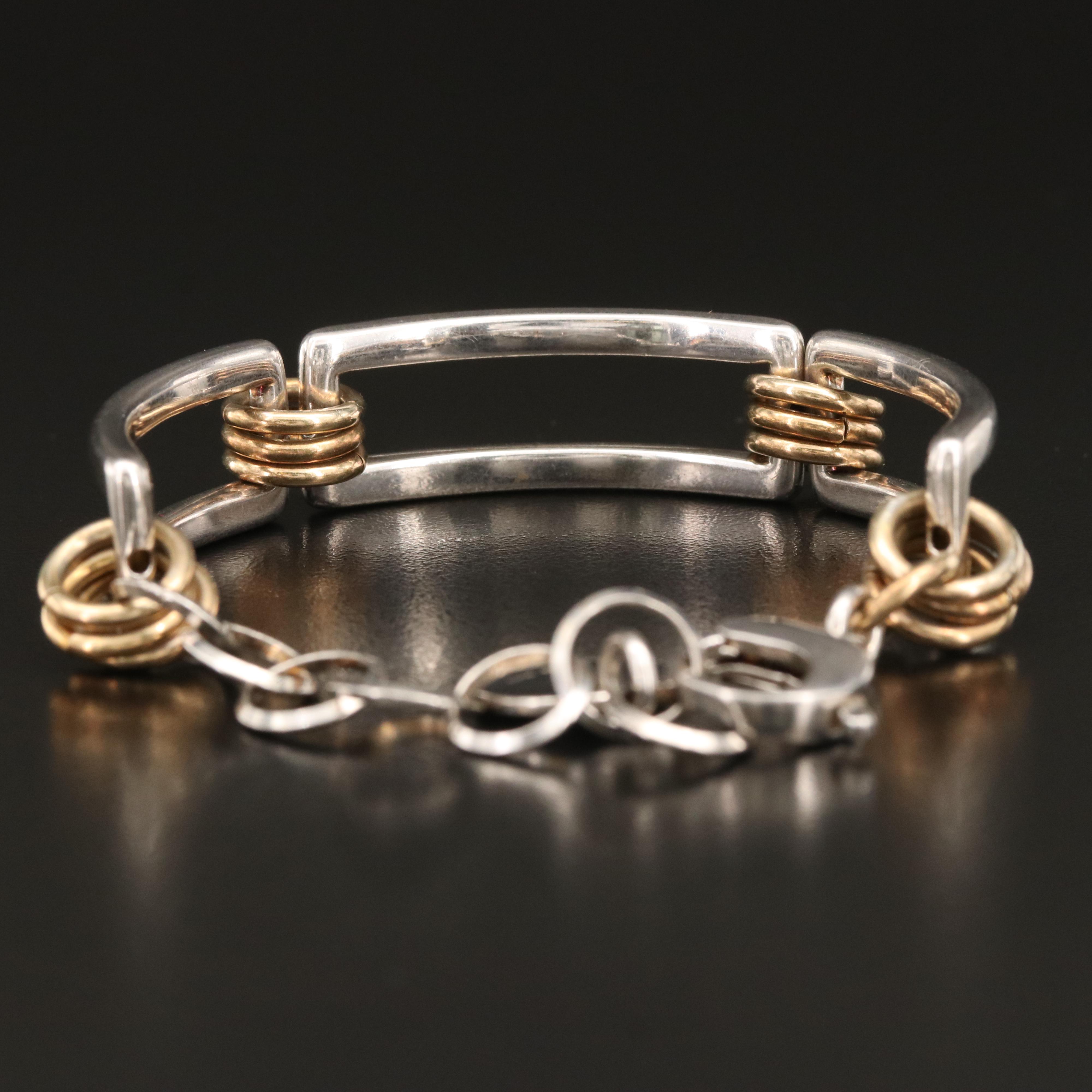 Sterling Two-Tone Panel Bracelet