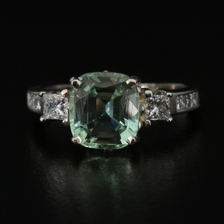 14K 3.65 CT Tourmaline and Diamond Ring