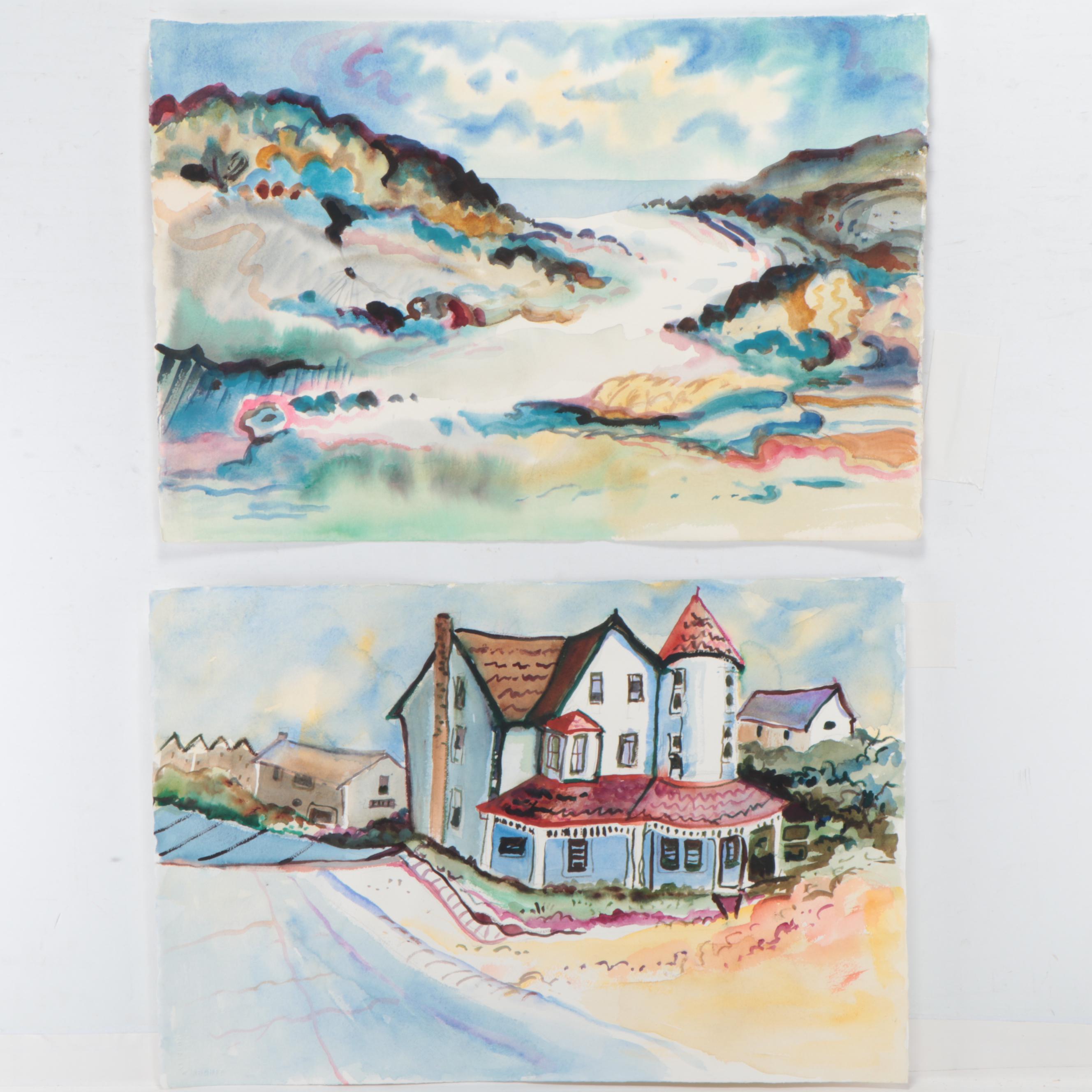 Marion Maas Watercolor Paintings Including Landscape