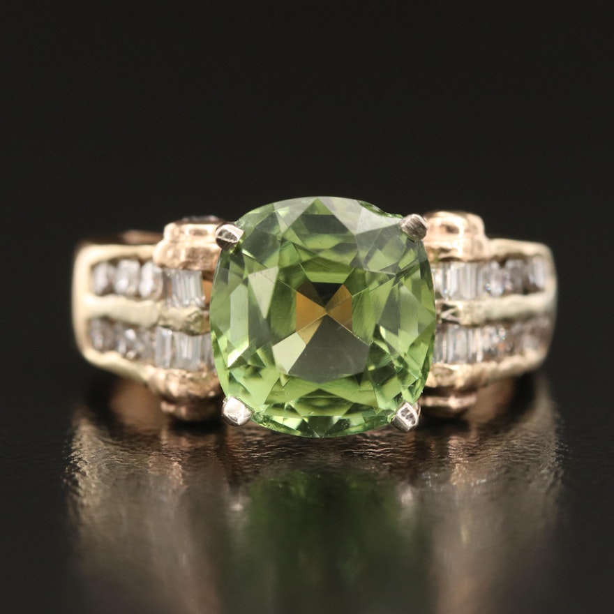 14K 3.80 CT Tourmaline and Diamond Ring