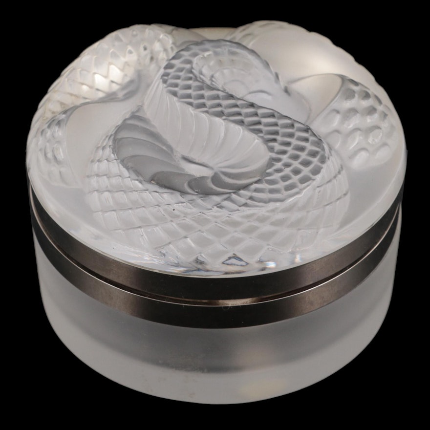 Lalique "Snake" Frosted Crystal Decorative Box