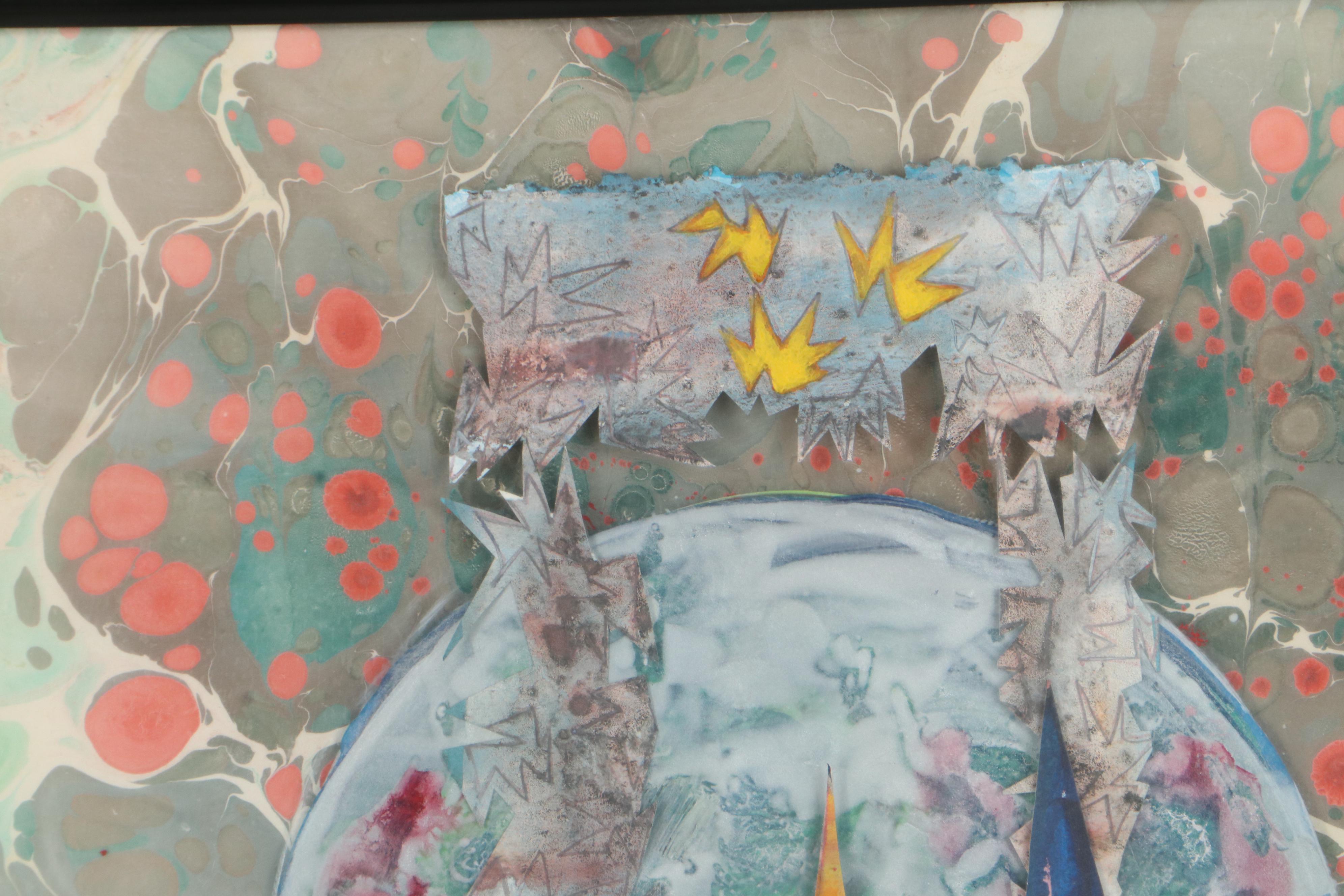 Sarah Roush Abstract Mixed Media Painting "Halberd Moon"