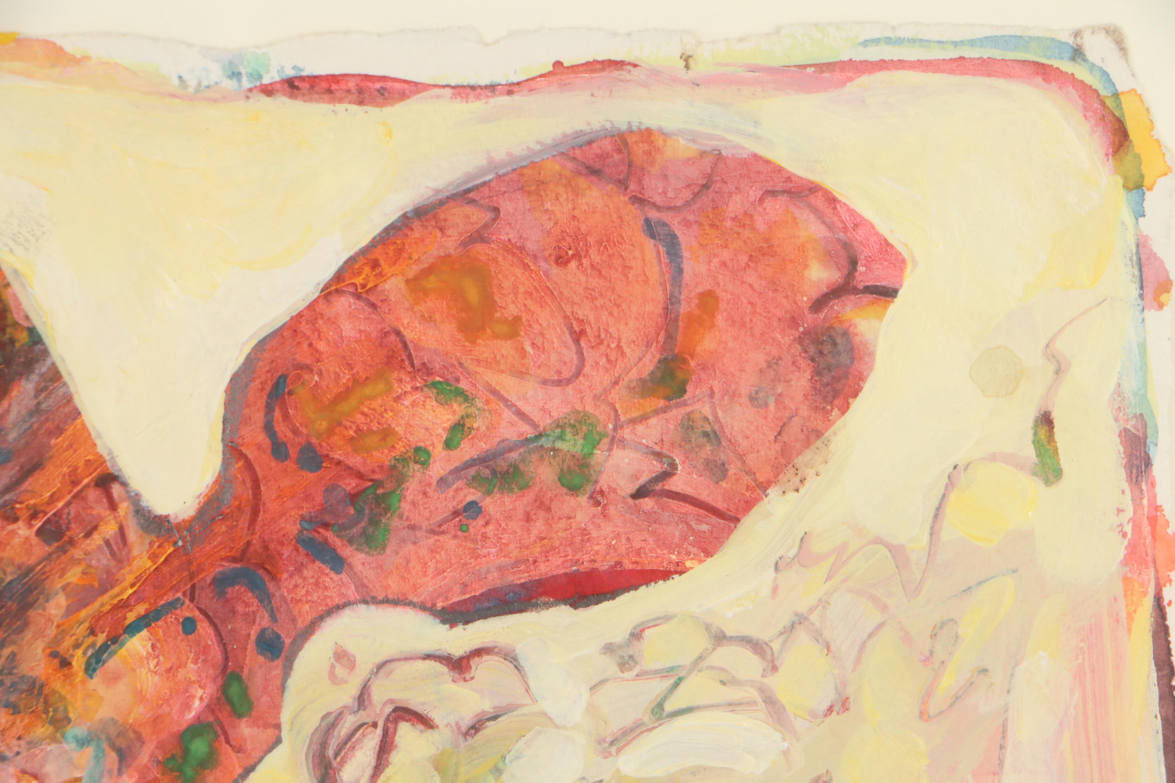 Sarah Roush Abstract Mixed Media Painting, Circa 2000