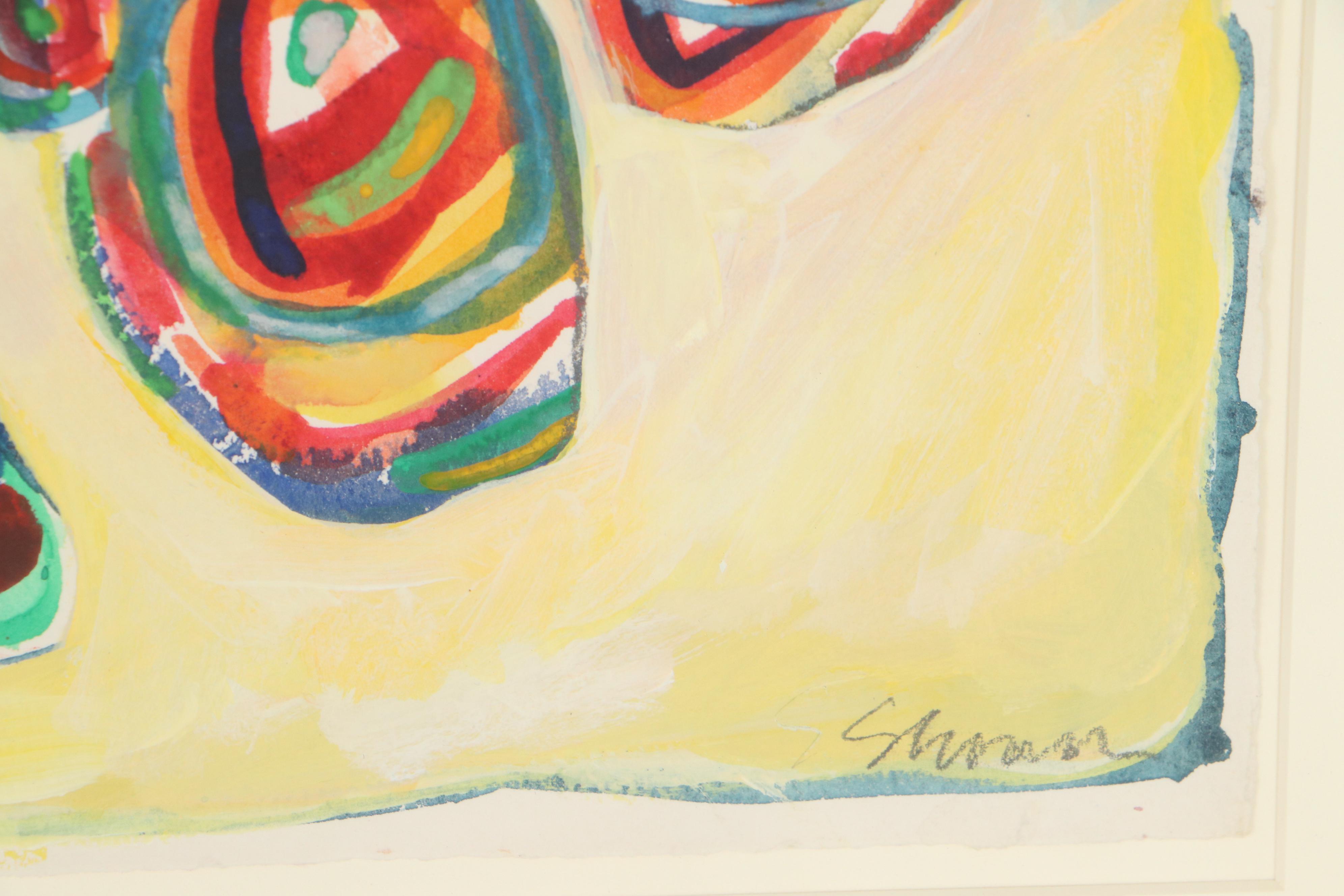 Sarah Roush Abstract Mixed Media Painting, Circa 2000