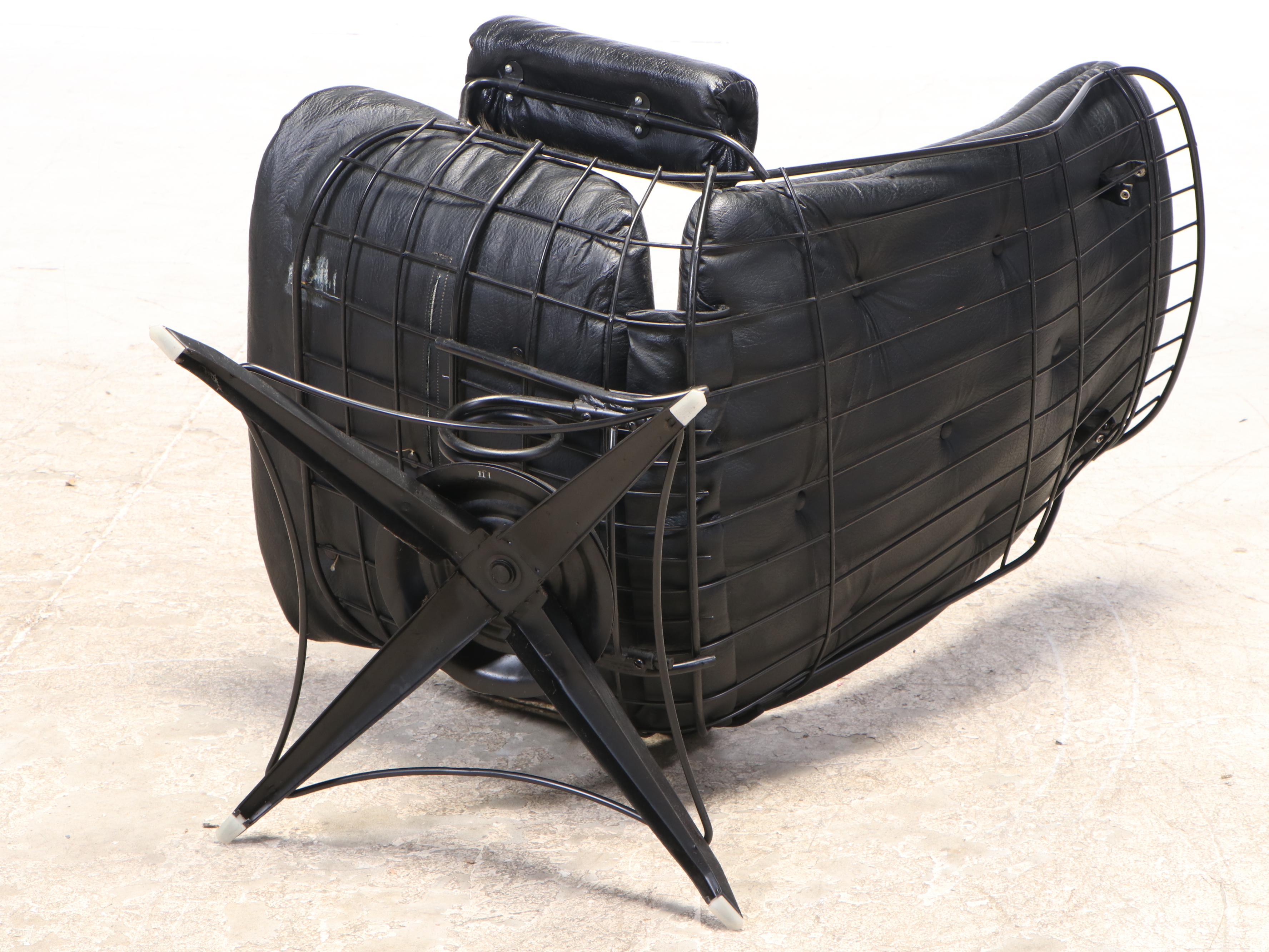 Homecrest Mid Century Modern Steel and Vinyl Lounge Chair and Ottoman, 1970s