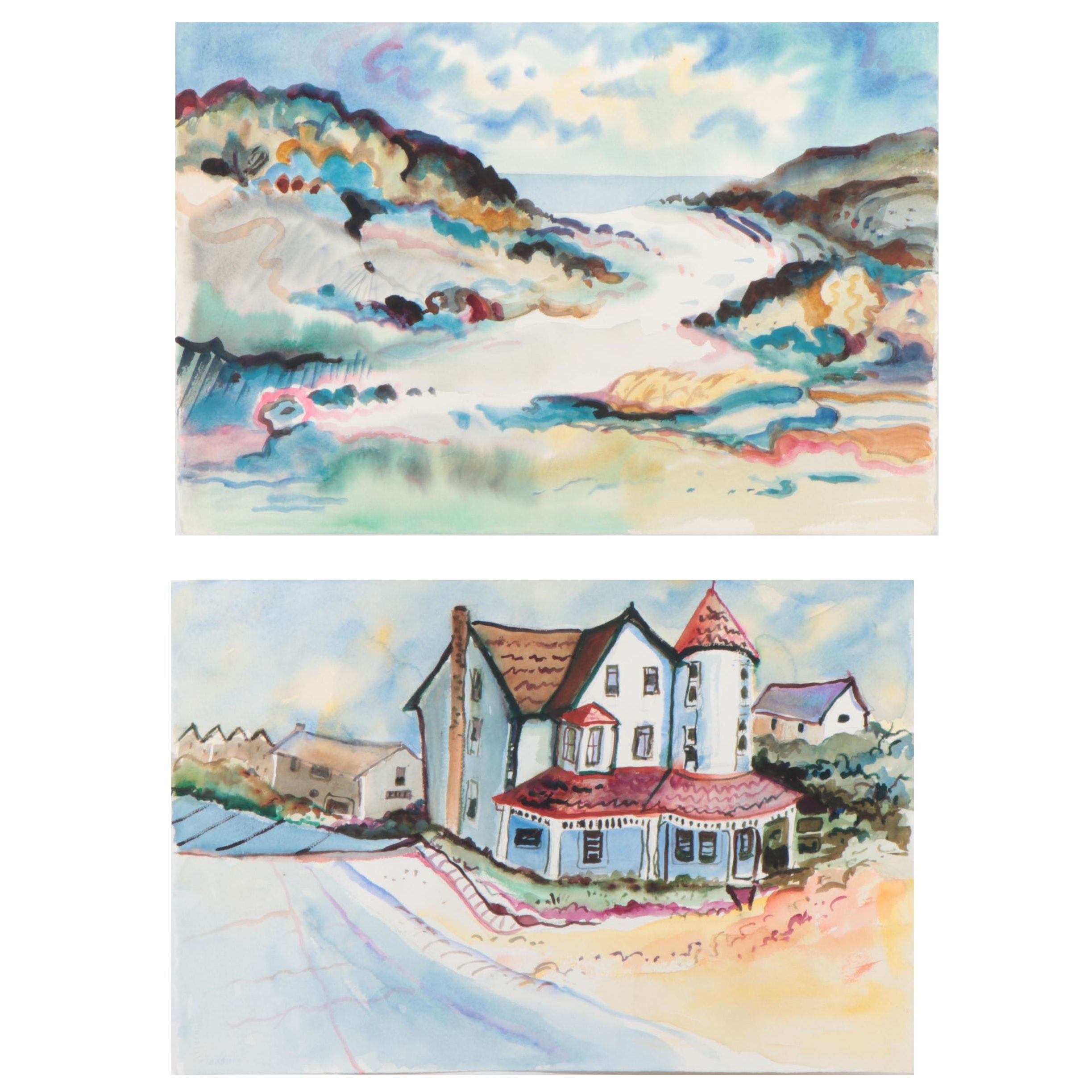 Marion Maas Watercolor Paintings Including Landscape