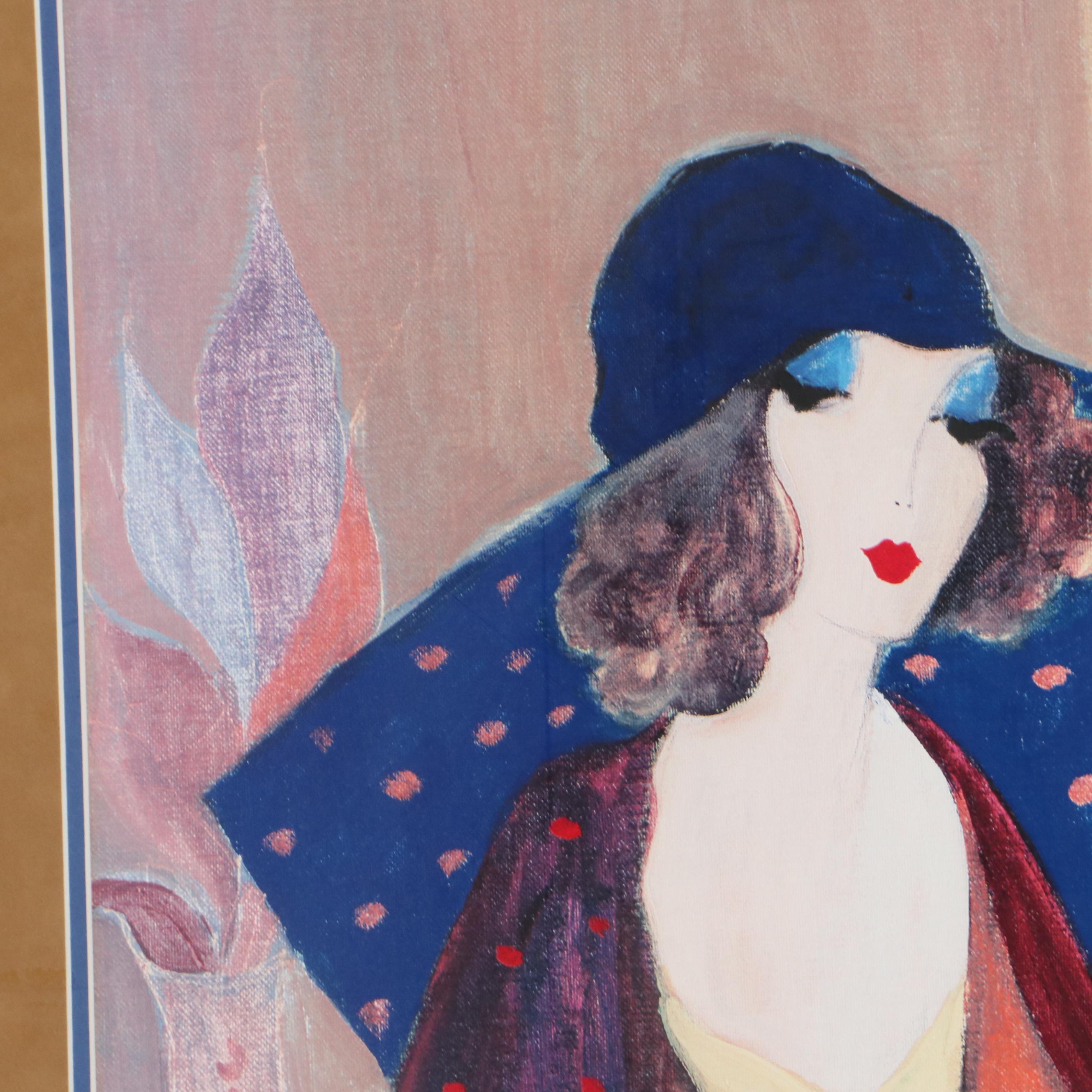 Offset Lithograph After Itzchak Tarkay "Indigo Chapeau"