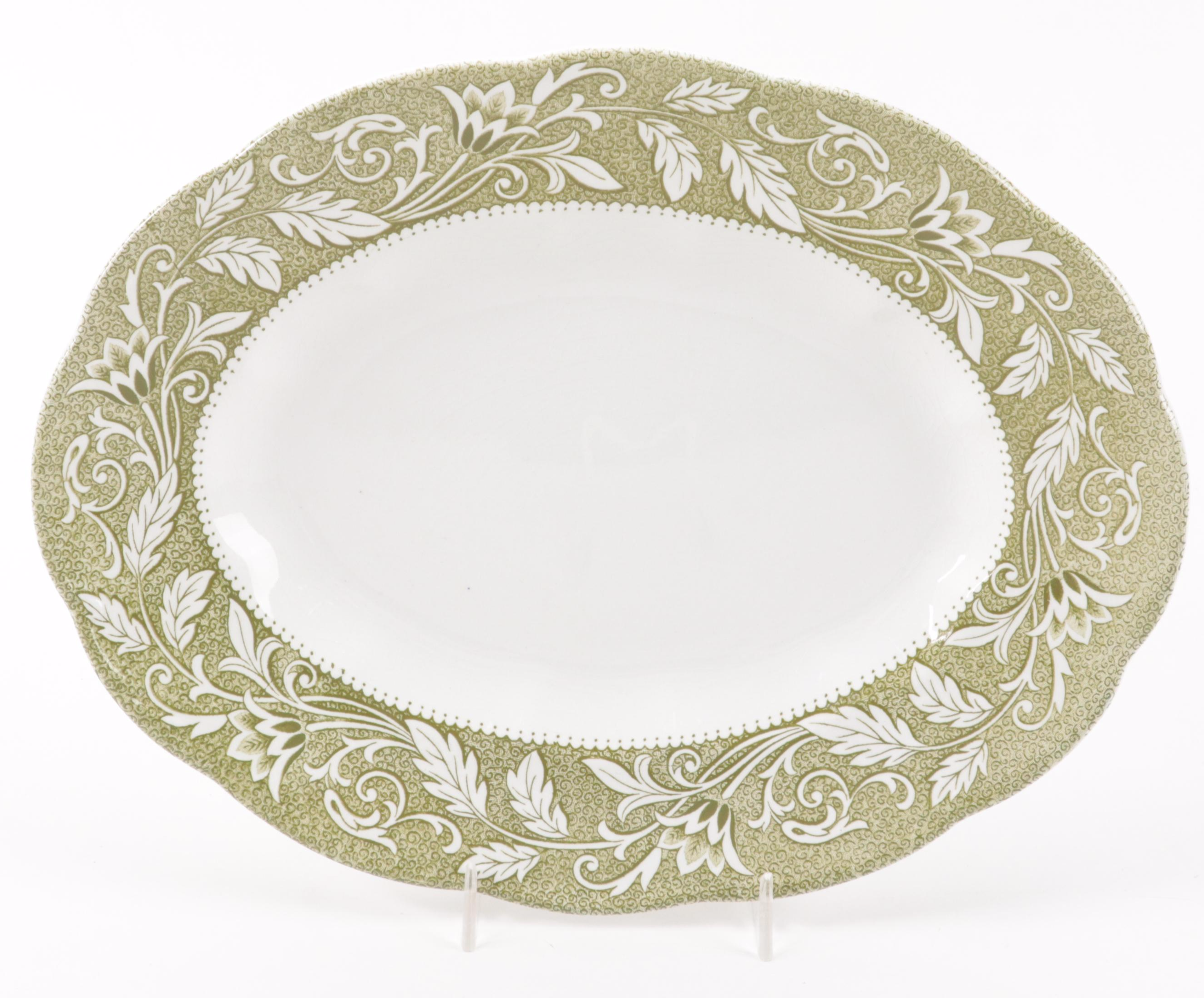 J. and G. Meakin "Lucerne" Green Dinnerware and Serving Pieces
