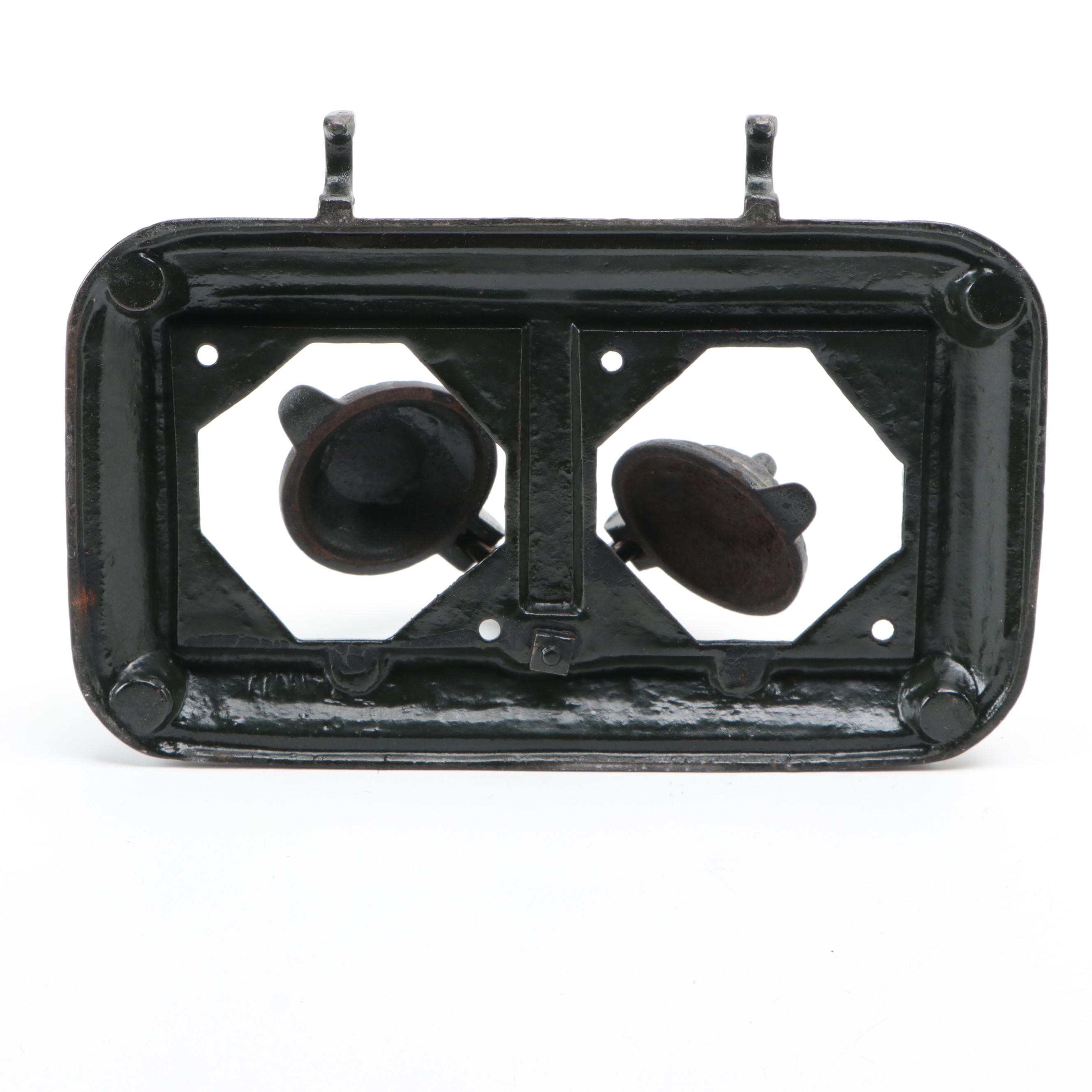 Tatum Victorian Cast Iron and and Pressed Glass Double Inkwell, Late 19th C.