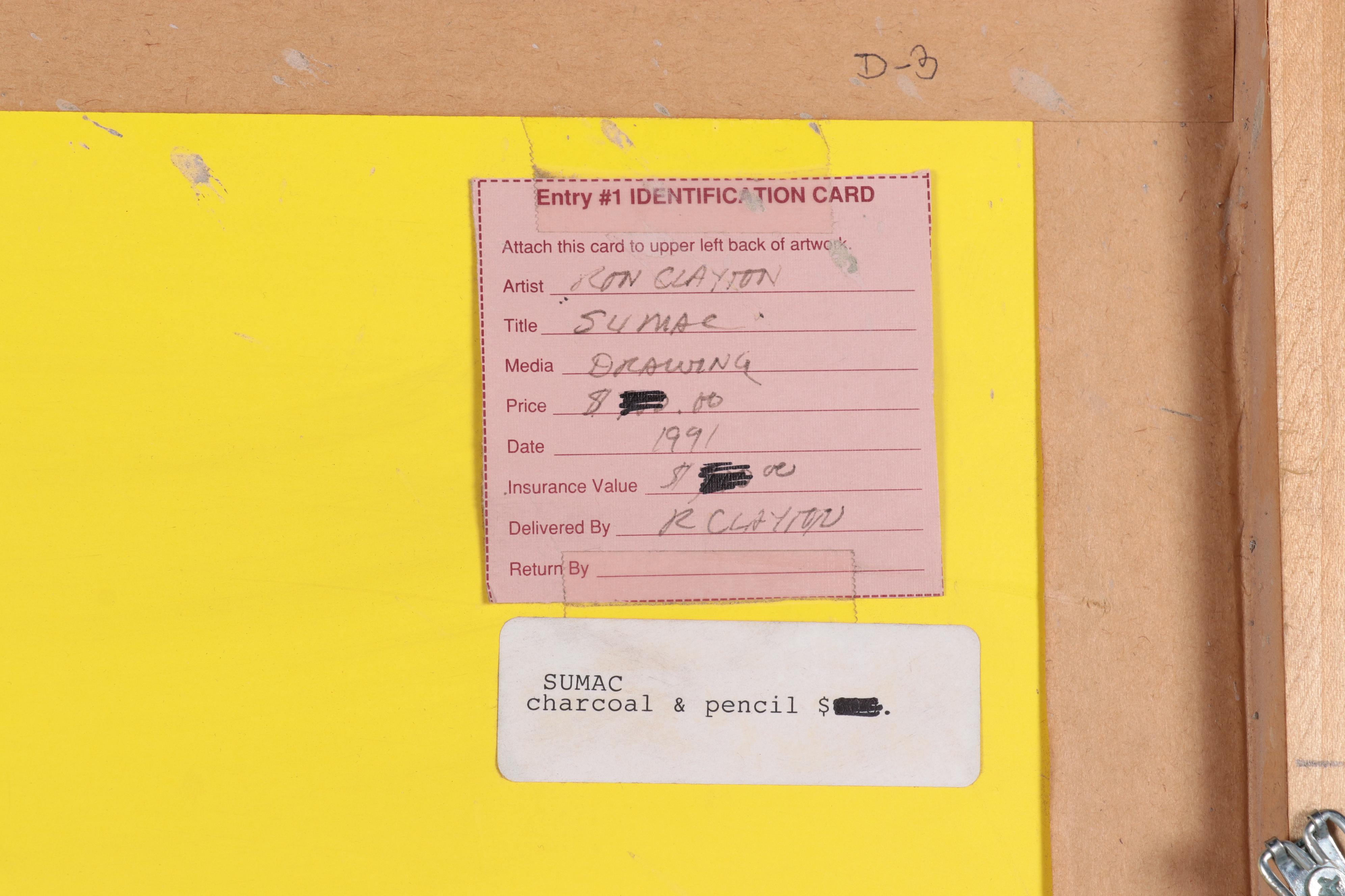 Ron Clayton Mixed Media Drawing "Sumac" 1990