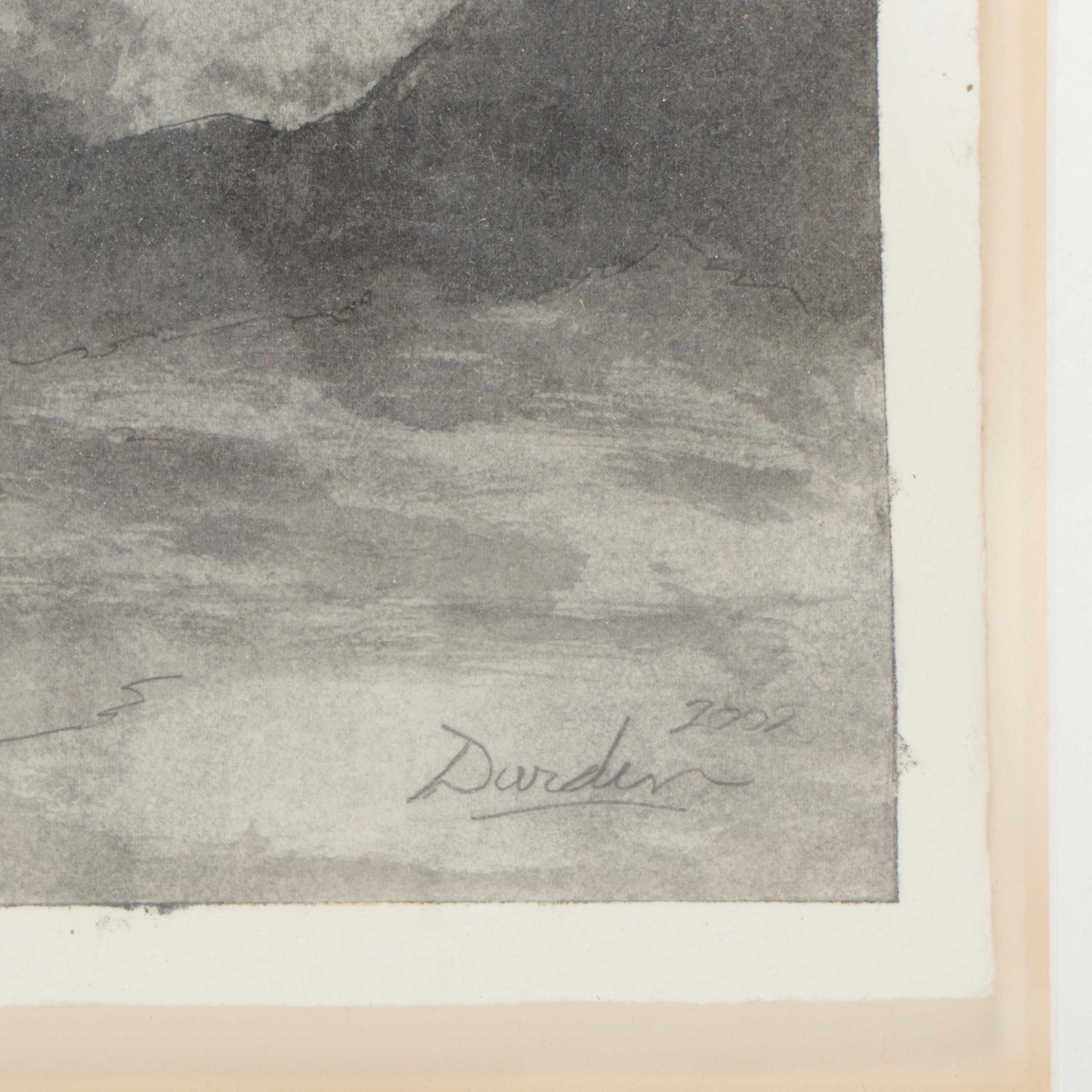 Bob Durden Graphite Painting of Abstract Nature Scene, 2002