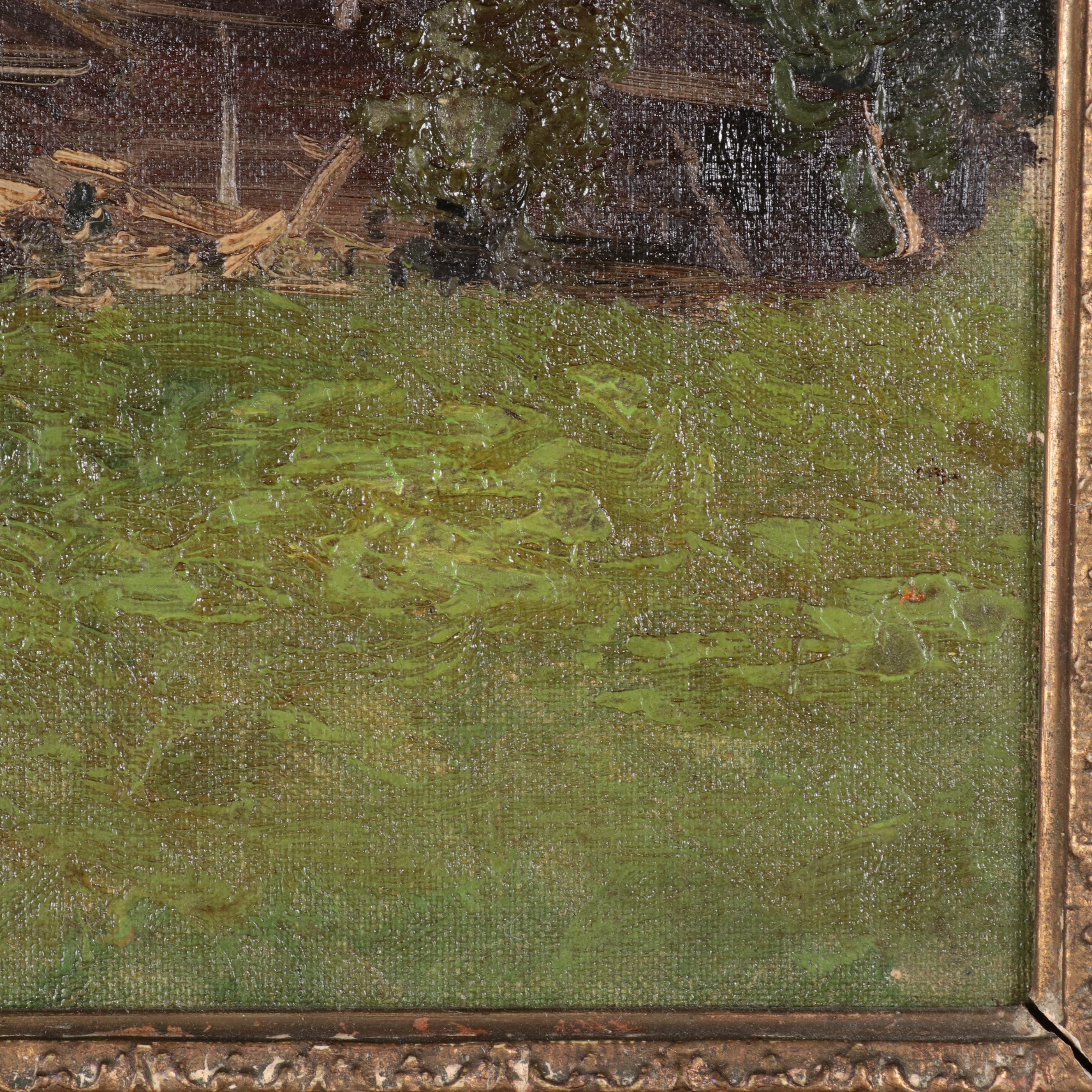 German School Mountain Landscape Oil Painting