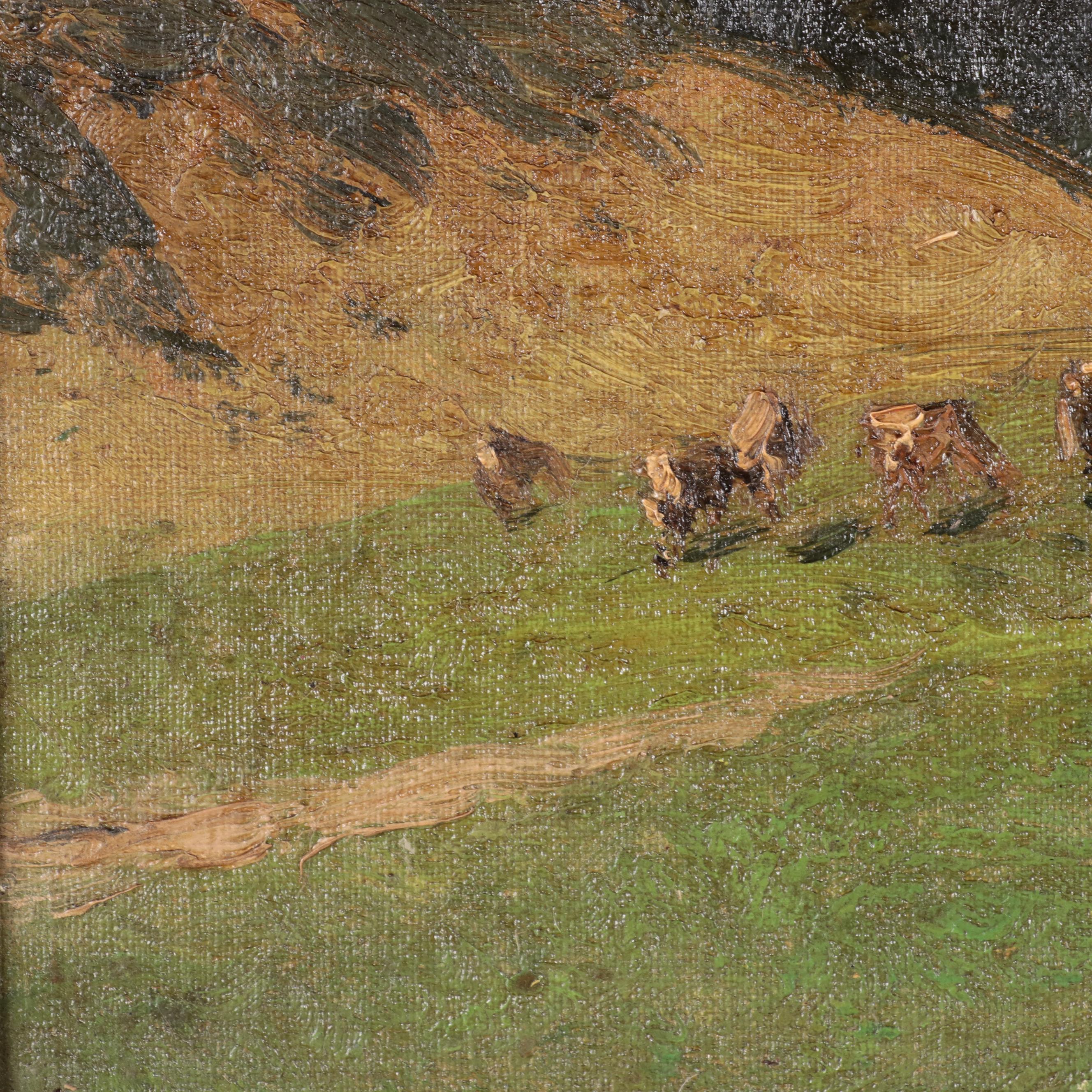 German School Mountain Landscape Oil Painting