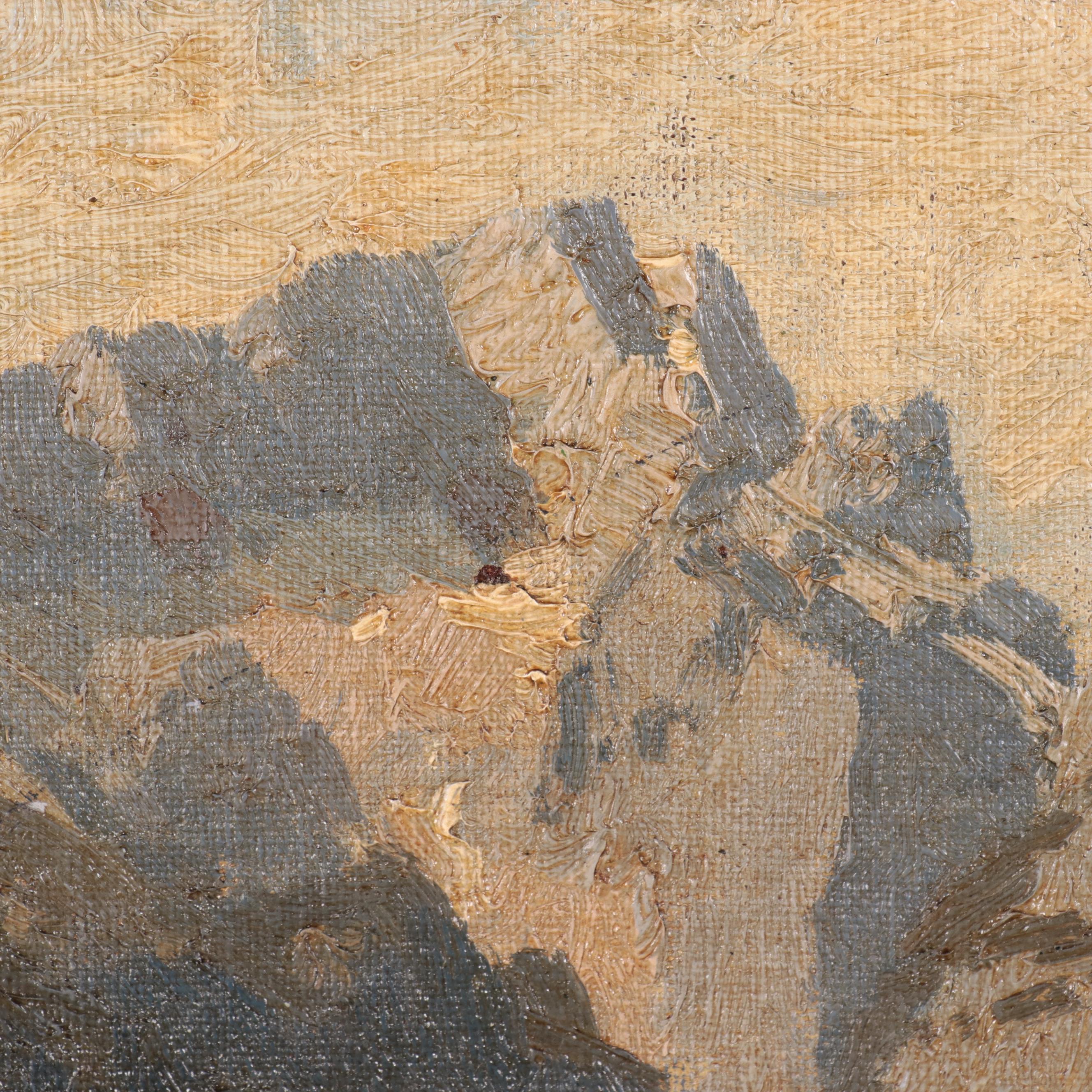 German School Mountain Landscape Oil Painting