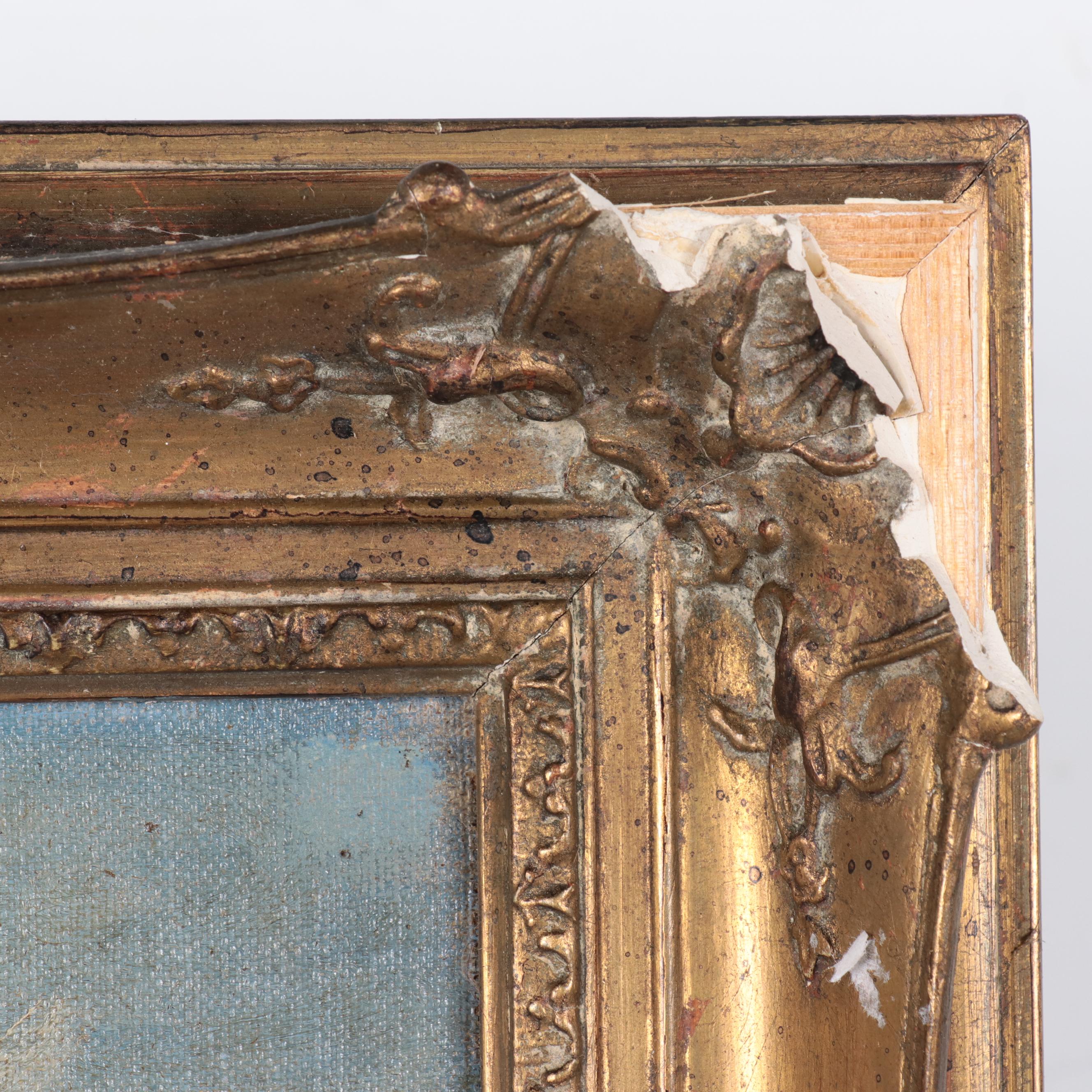 German School Mountain Landscape Oil Painting