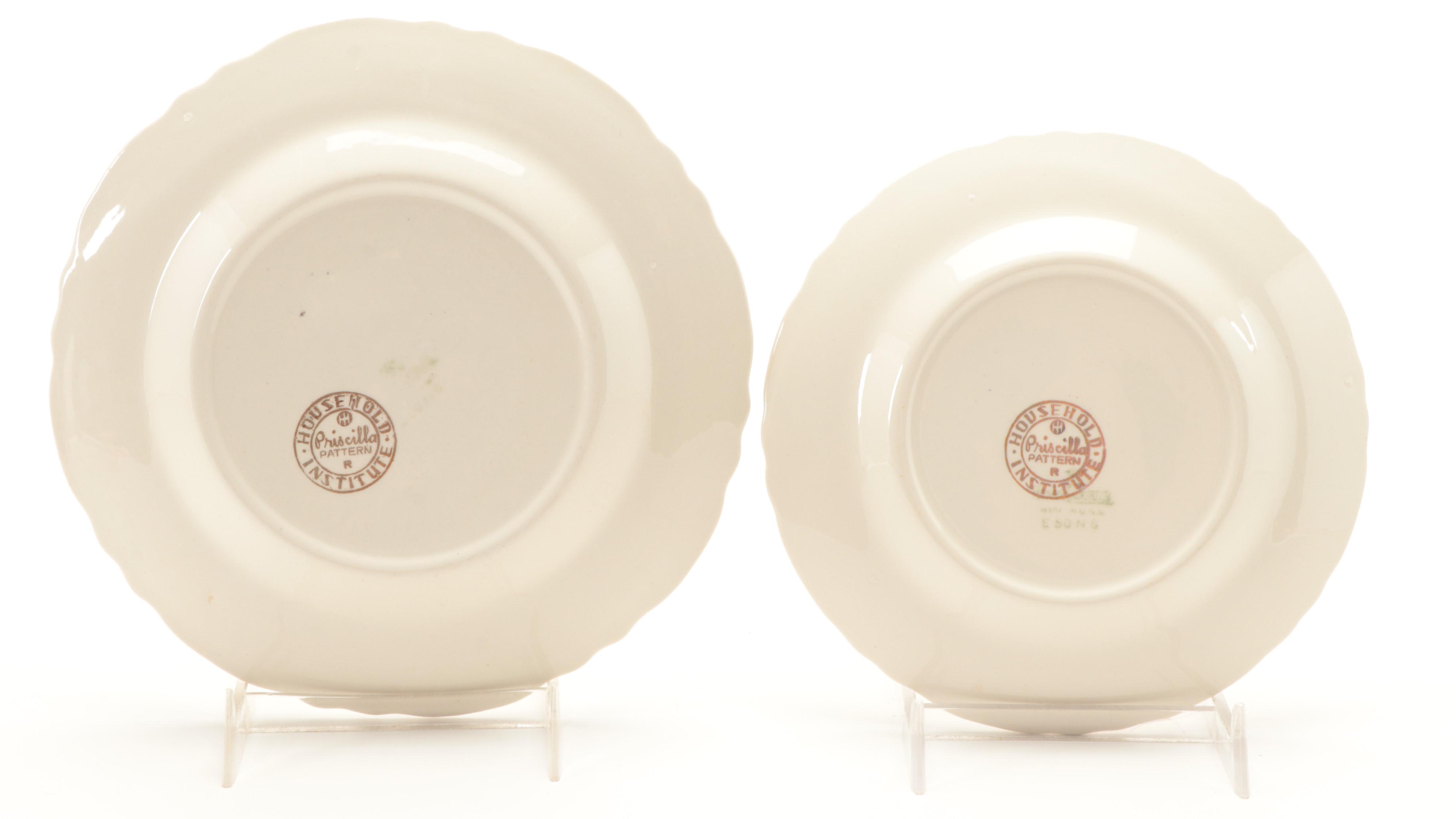 Household Institute "Priscilla" Stoneware Dinnerware, Mid-20th Century