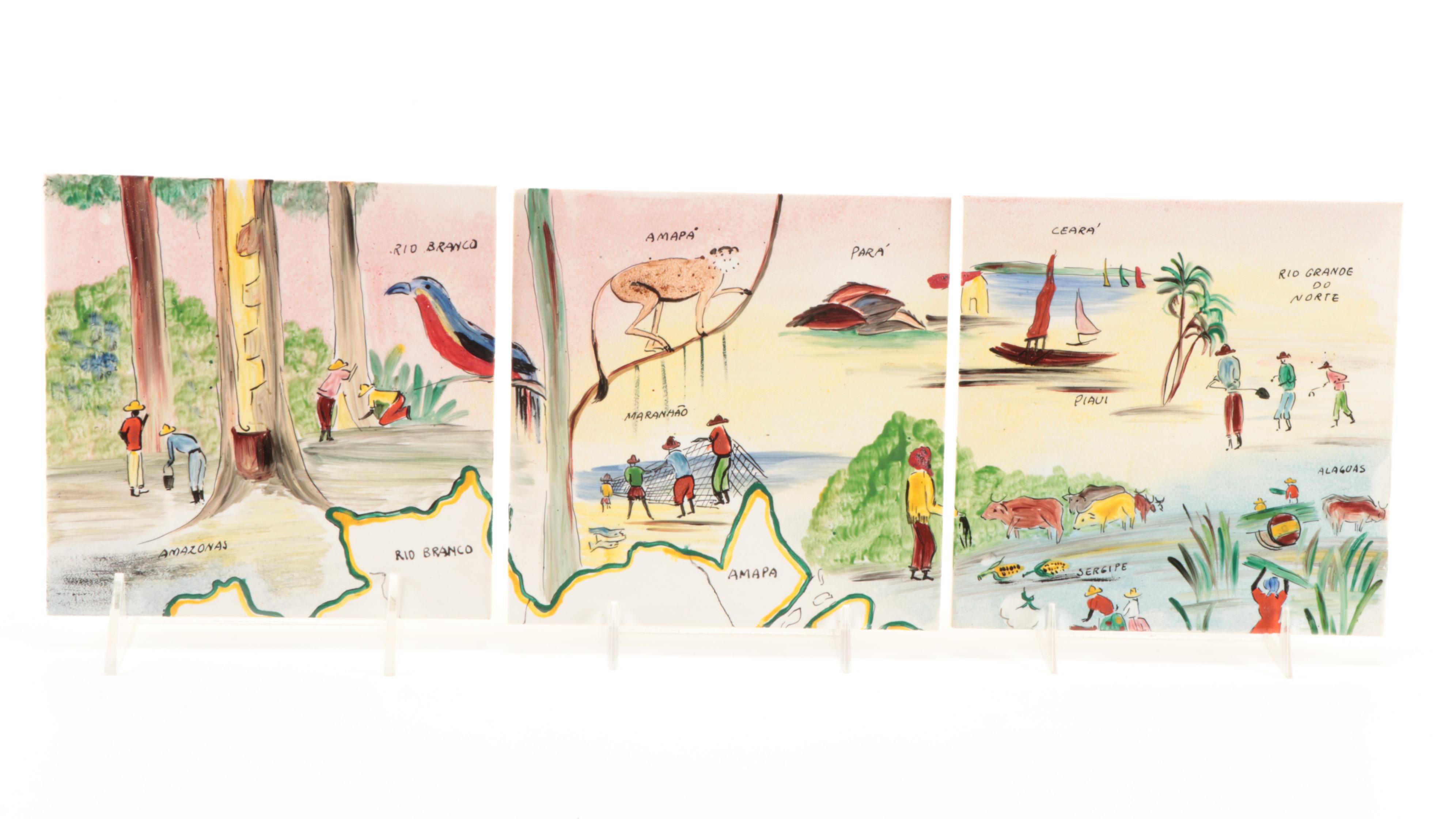 Francisco Brennand Brazilian Scenes Wall Tile, Mid to Late 20th Century
