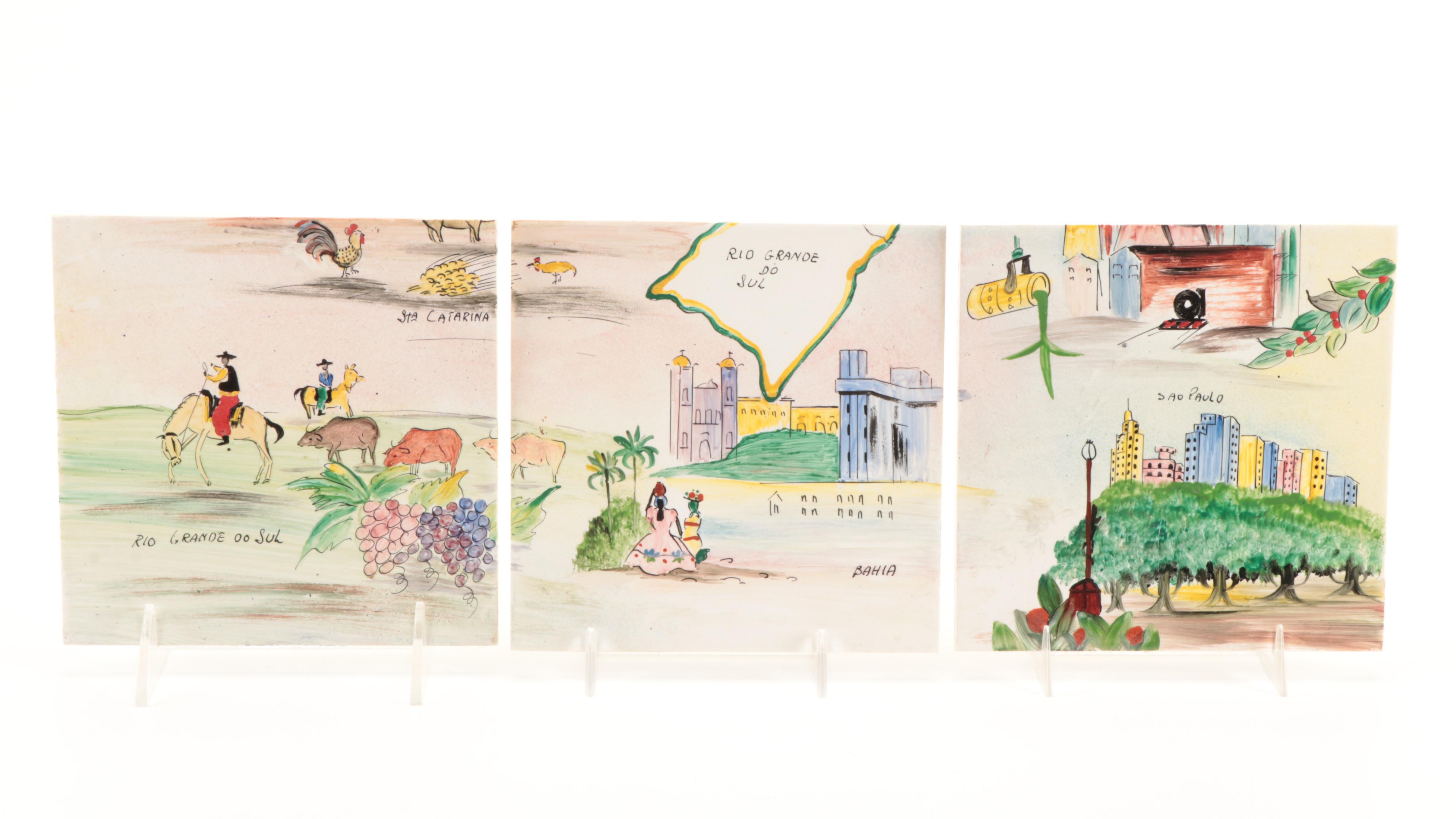 Francisco Brennand Brazilian Scenes Wall Tile, Mid to Late 20th Century