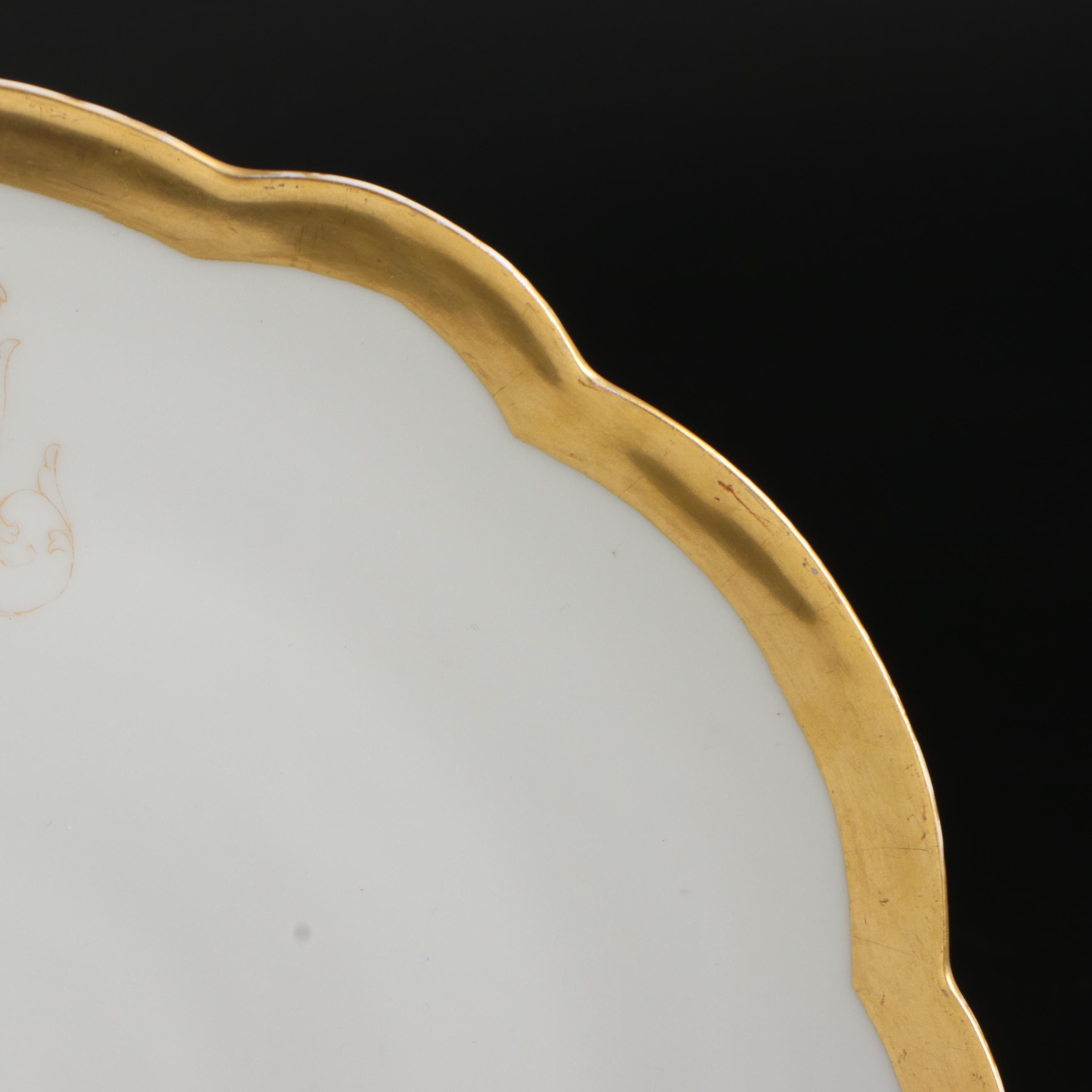 Limoges Gilt Porcelain Monogrammed Serving Platter