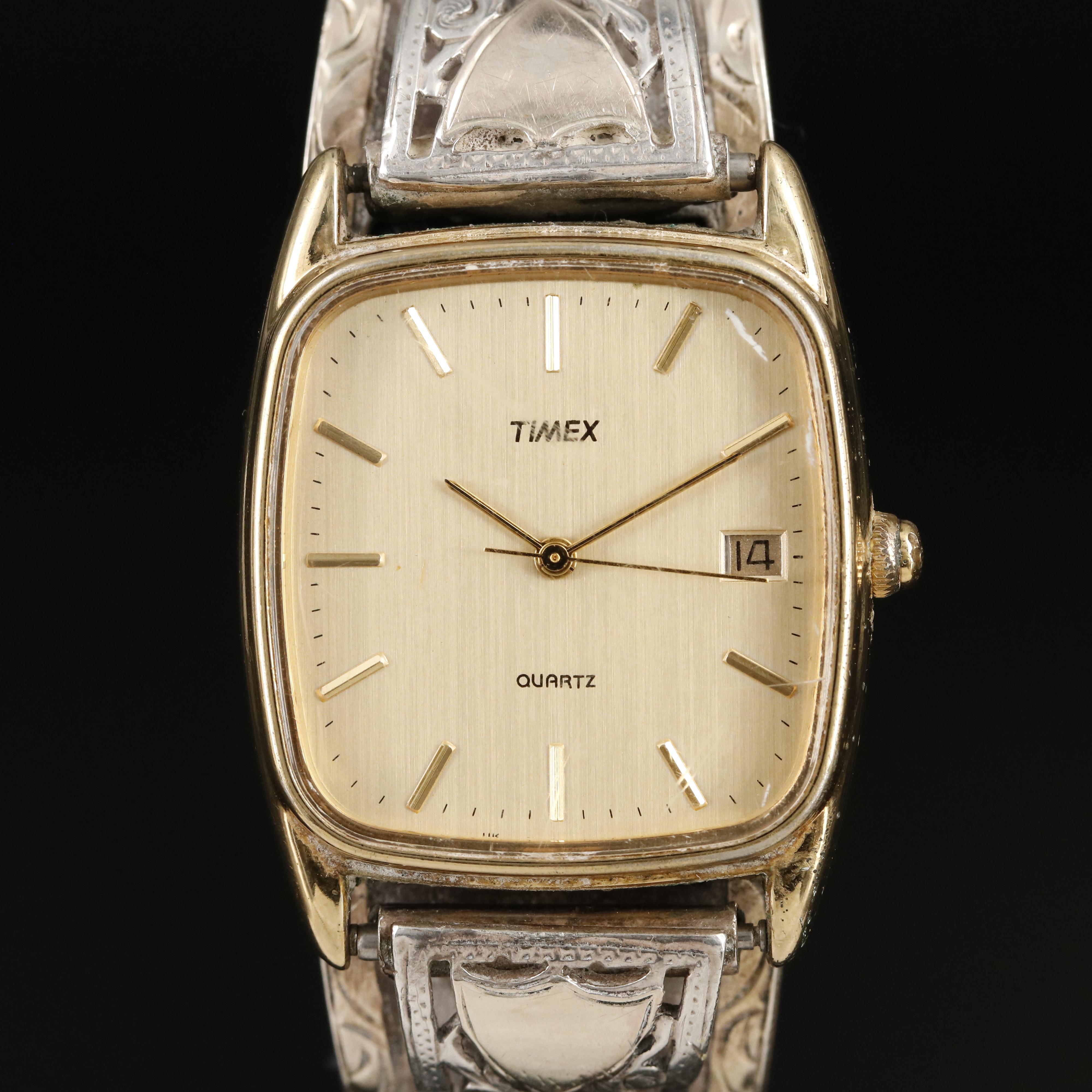Timex Watch with Sterling and 10K Accent Scrollwork Shoulders