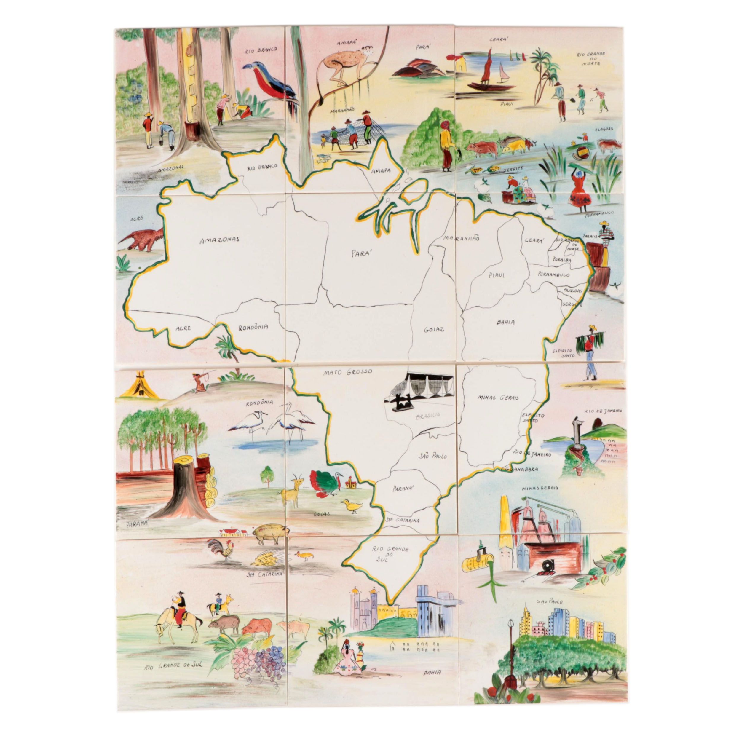 Francisco Brennand Brazilian Scenes Wall Tile, Mid to Late 20th Century