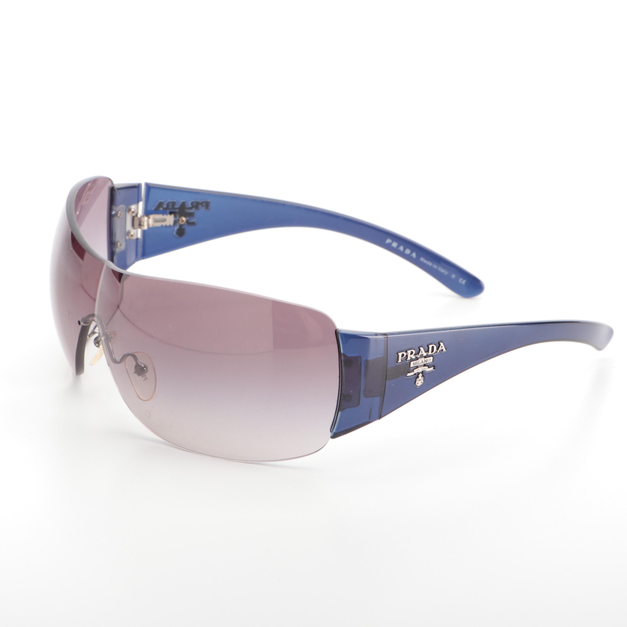 Prada SPR22M Shield Sunglasses in Blue with Case