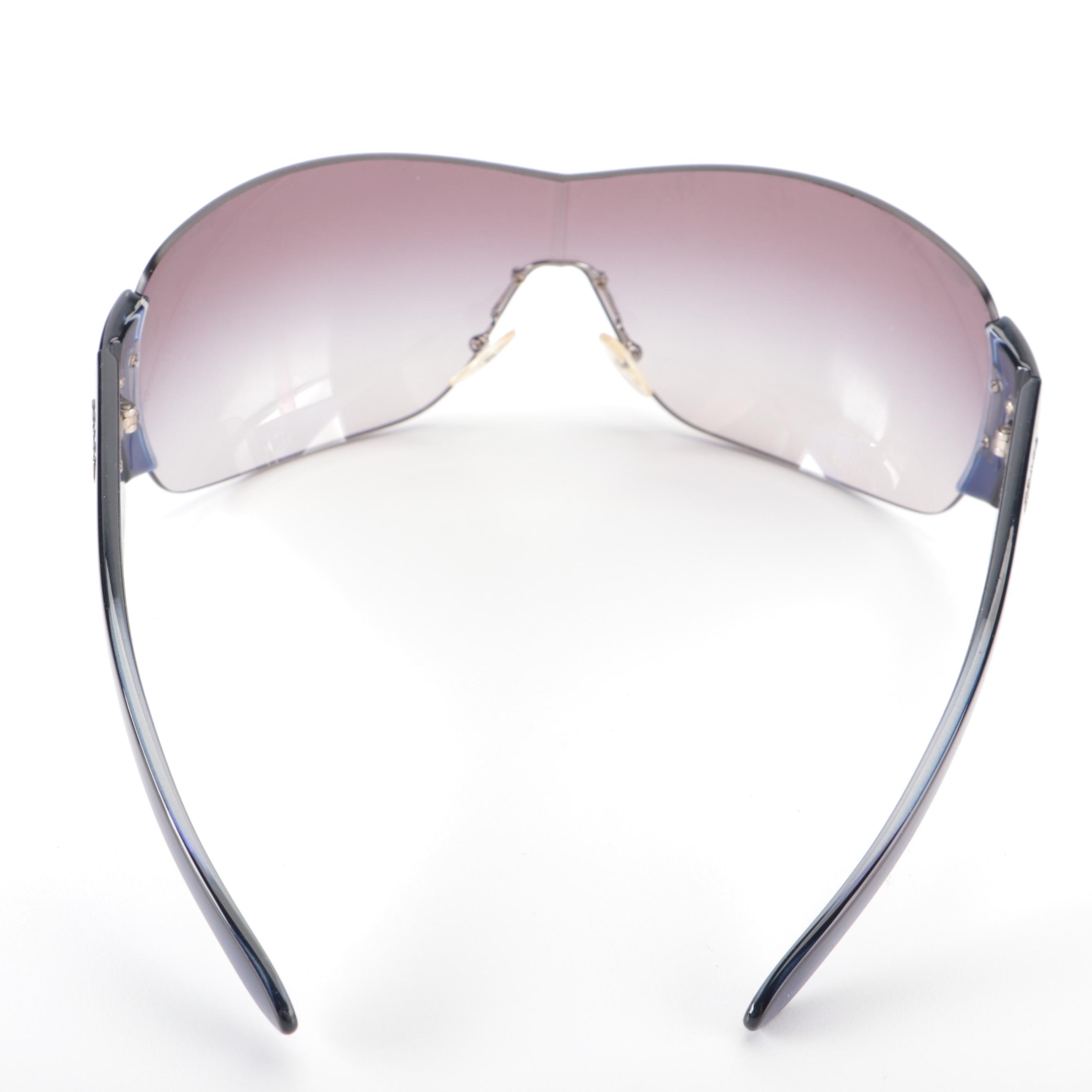 Prada SPR22M Shield Sunglasses in Blue with Case