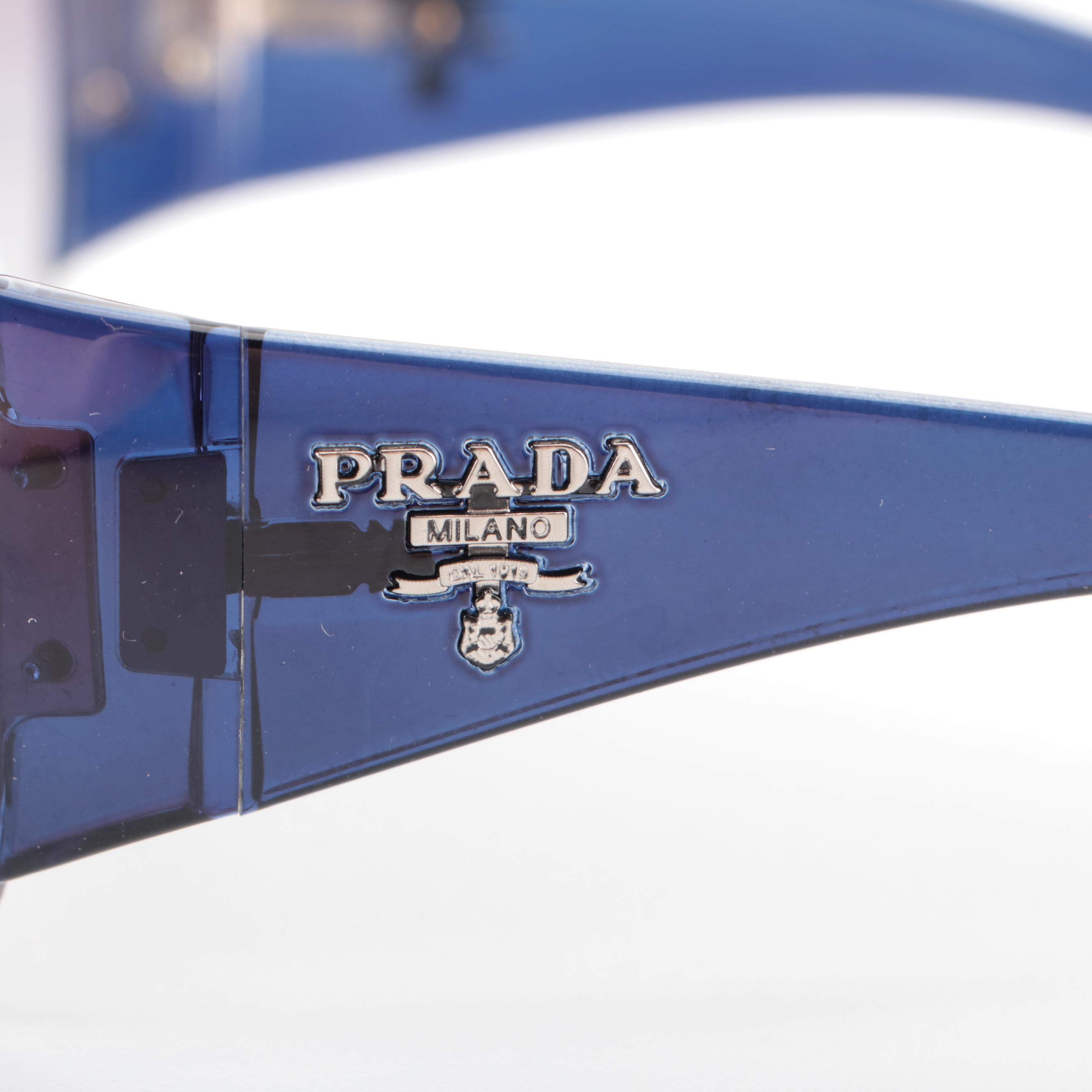 Prada SPR22M Shield Sunglasses in Blue with Case