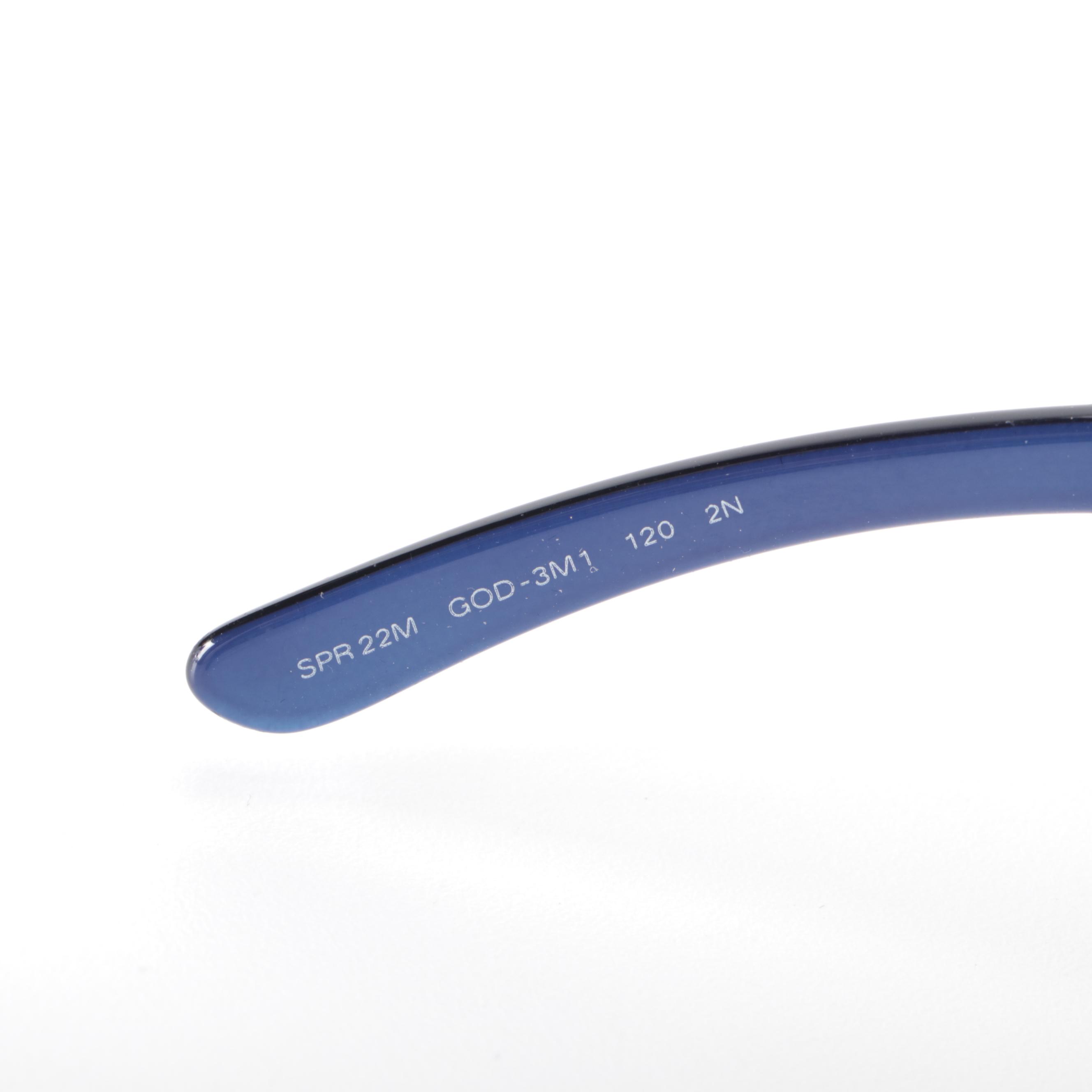 Prada SPR22M Shield Sunglasses in Blue with Case