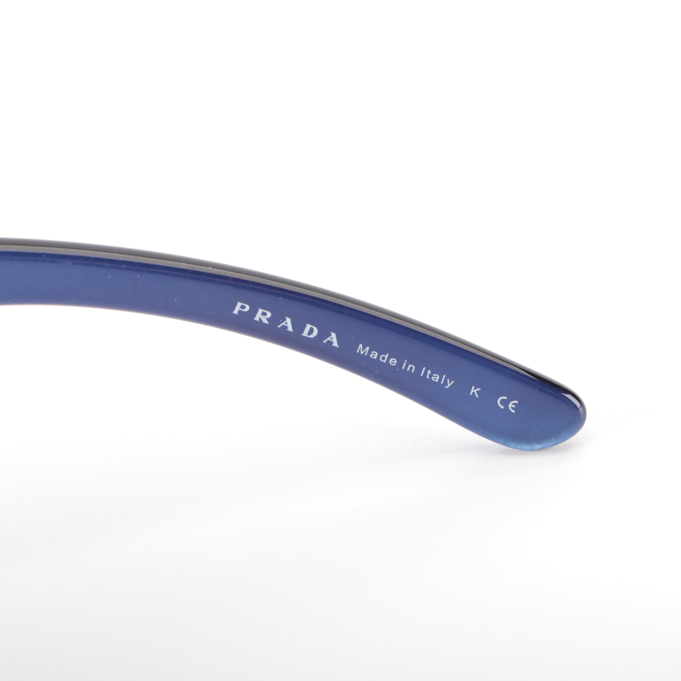 Prada SPR22M Shield Sunglasses in Blue with Case